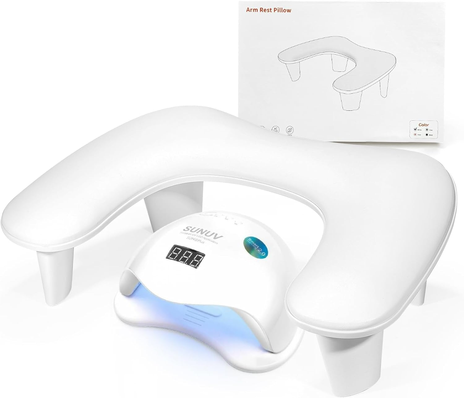 LIONVISON Arm Rest for Nails Tech U Shaped - Comfortable Manicure Nail Hand Rest Pillow Cushion, Nail Armrest Stand for Acrylic Nail Art Tech, Quick Installation, White