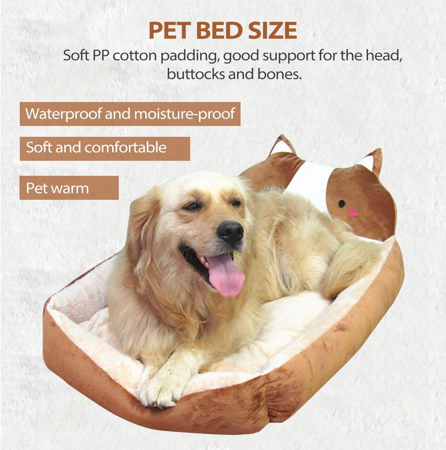 PETCUTE Dog Beds Washable Dog Cushion Warm Dog Sleeping Area Fluffy Square Dog Beds for Small Medium Large Dog Cat image number 3