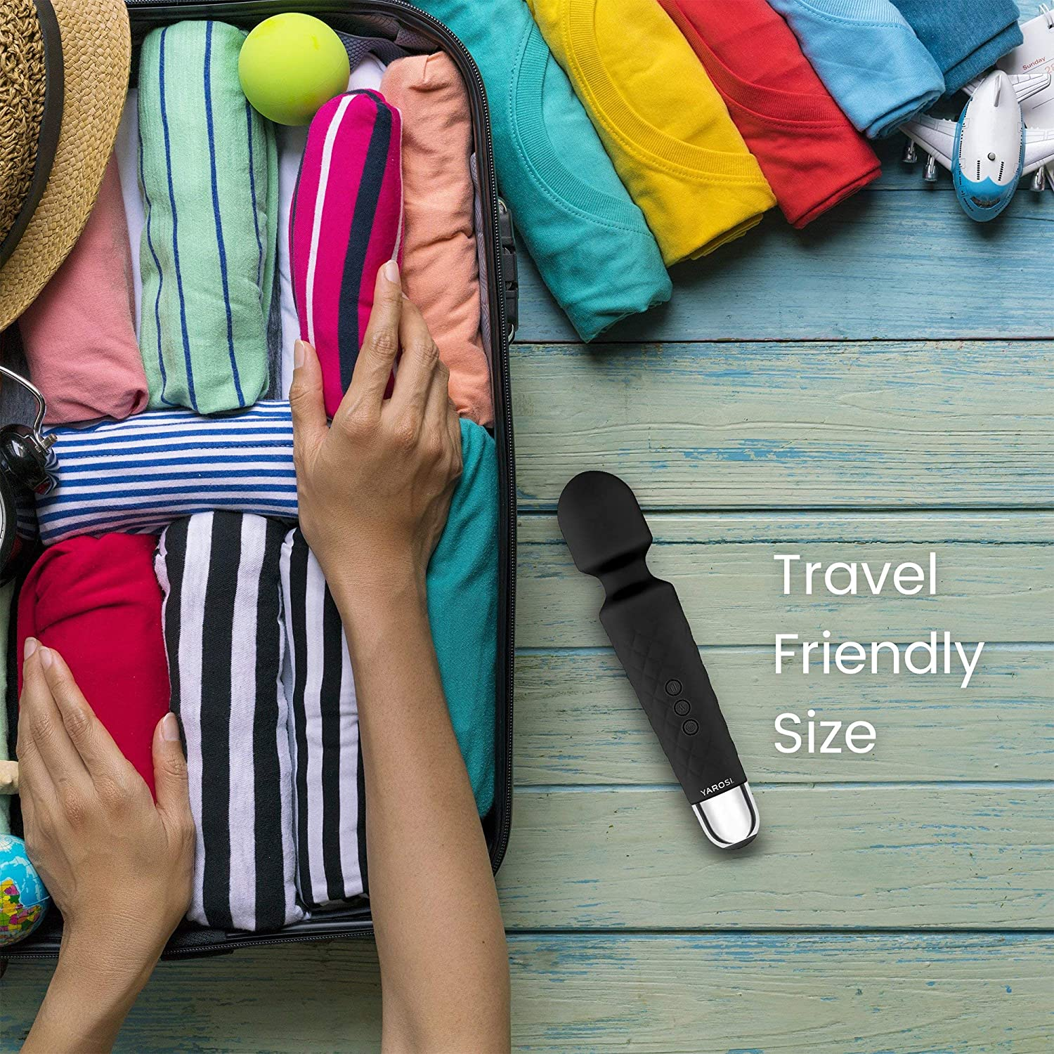 Cordless Therapeutic Massager by Yarosi - Strongest Therapeutic Vibrating Power - Best Rated for Travel Gift - Magic Stress Away - Perfect for Muscle Aches and Personal Sports Recovery - USB - Mini - Black - Purple image number 7