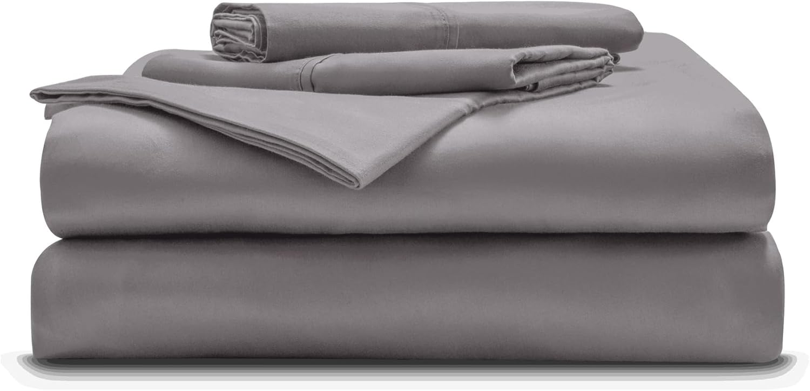 Miracle Made Breathable Cotton Bed Sheets, 4-Piece Set &ndash; Silver-Treated, Soft and Cool-To-The-Touch Lightweight Bedding Designed for Hot Sleepers &ndash; Queen Size, Stone