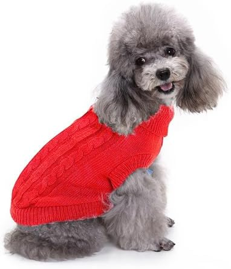 NACOCO New Classic Dog Sweater Cute Knitted Turtleneck Dog Sweater Warm Winter Clothes Coat Jumpers for Small Kitten Puppy Cat and Medium Dogs (Large, Red) image number 4