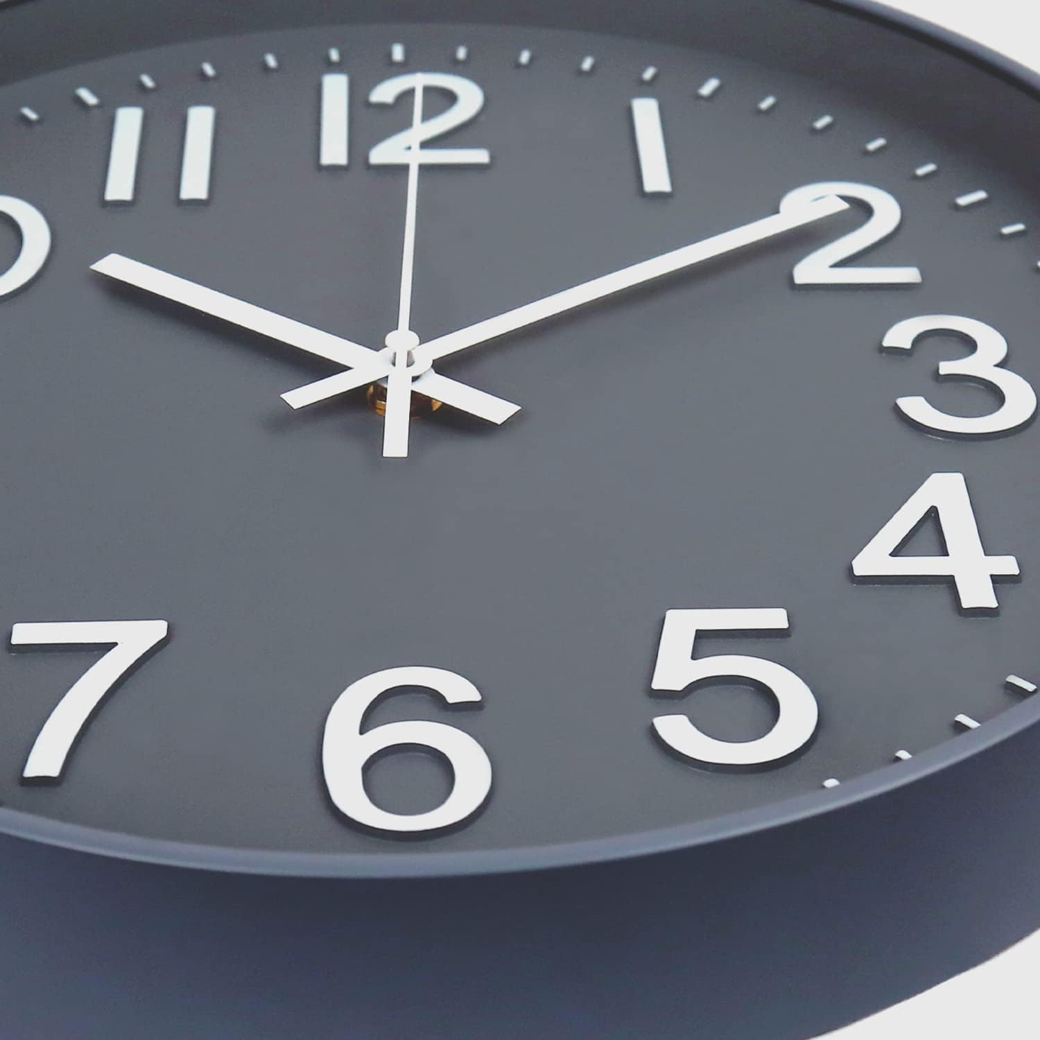 Wall Clock 12" Silent Non-Ticking Modern Wall Clocks Battery Operated for Office, Home, Bathroom, Kitchen, Bedroom, School, Living Room White (Grey Clock) image number 3