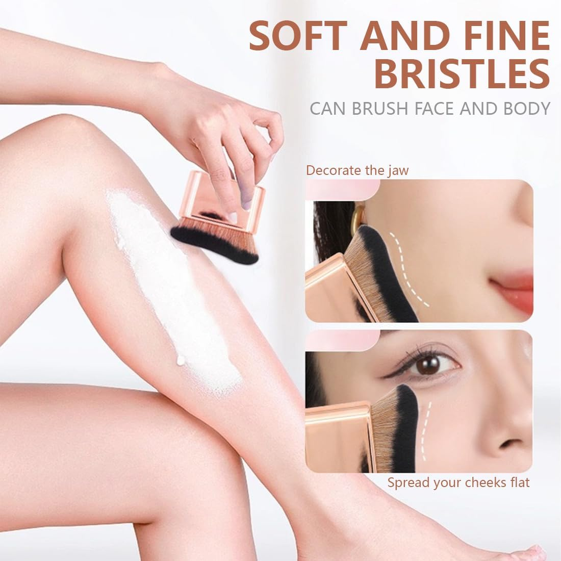 XUKZIMA 2 Pack Multifunctional Body Brush, Tanning Brush, Flat Self Tanning Brush, Large Body Makeup Brush, Powder Brush, Blush Brush (6.8 X 6.8 Cm) image number 1