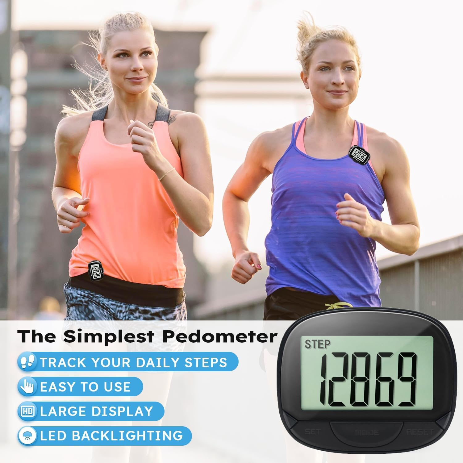 Pedometer for Walking, Large Digital Display and Clip, Pocket Pedometer with Clock, Step Counter for Walking, Accurate Portable and Lightweight Step Counter for Men Women Kids Seniors Dog image number 6