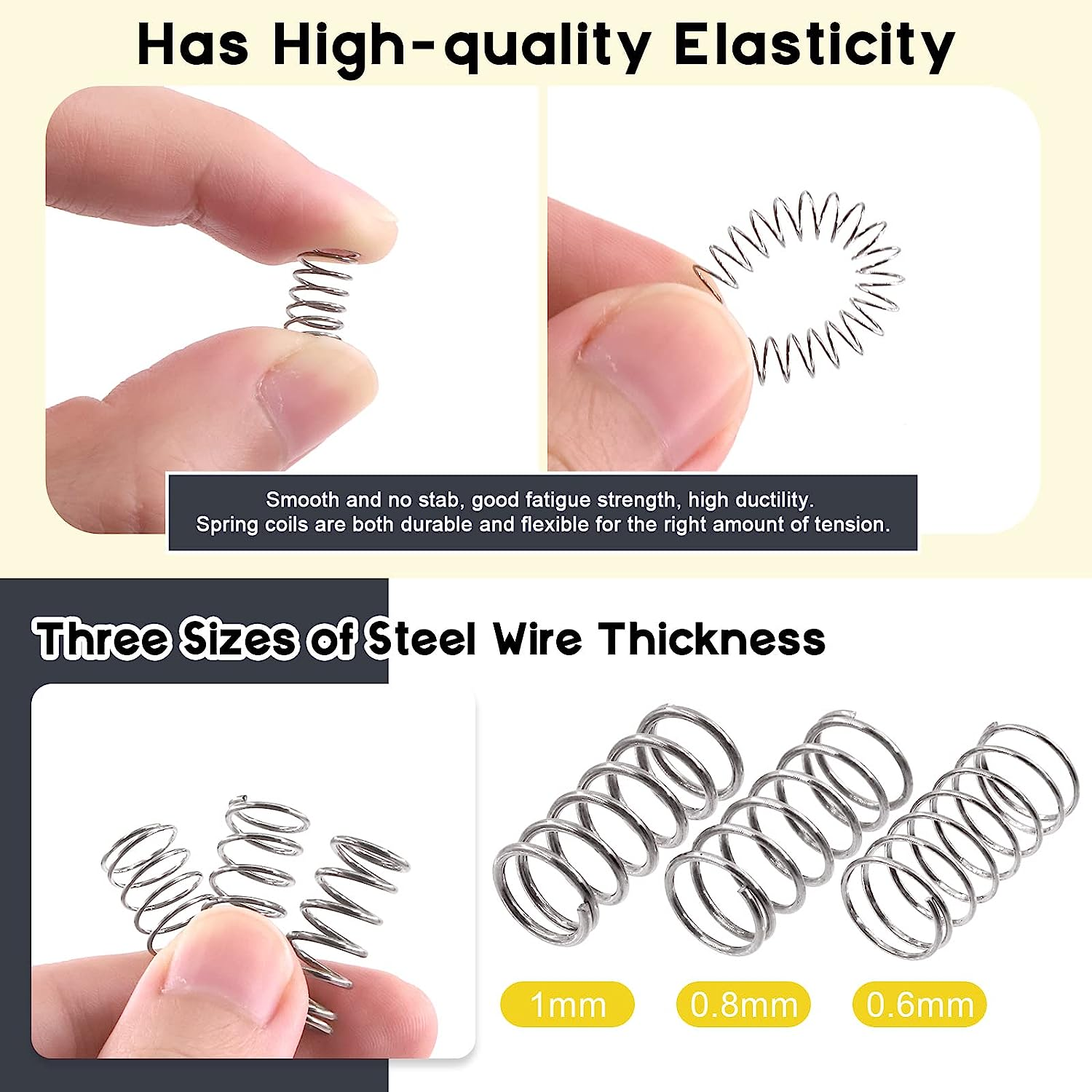 240 Pcs 15 Size Compression Springs Assortment Kit Mini Stainless Steel Springs with Case Wire Diameter 0.6Mm 0.8Mm 1Mm, Outer Diameter 8Mm 9Mm 9.5Mm, Length 10Mm 20Mm 50Mm image number 5