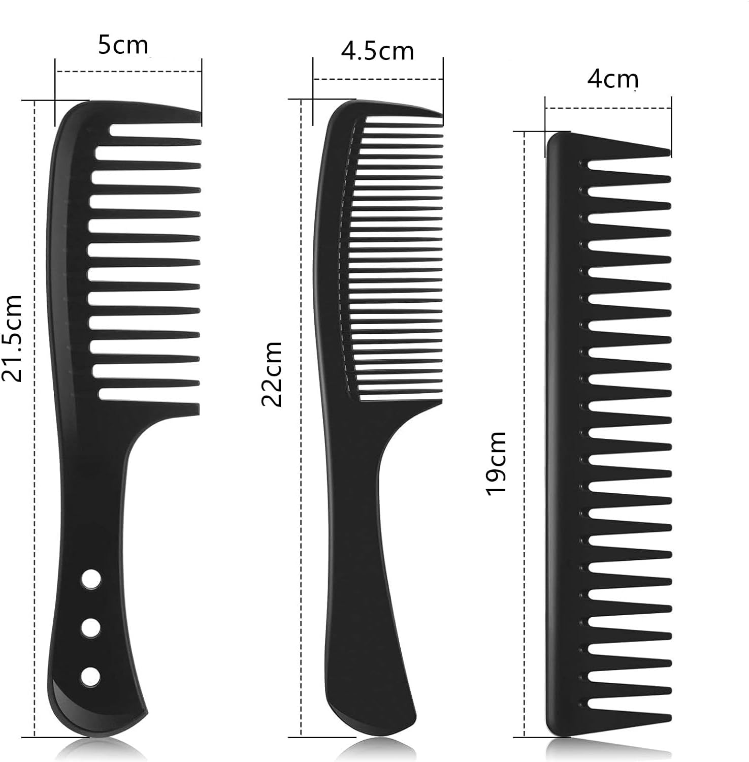 4 Pcs Fine and Wide Tooth Comb Set Professional Barber Comb Set Carbon Fiber Styling Cutting Comb anti Static Heat Resistant Comb for Women Curly Straight Long Hair, Black image number 6