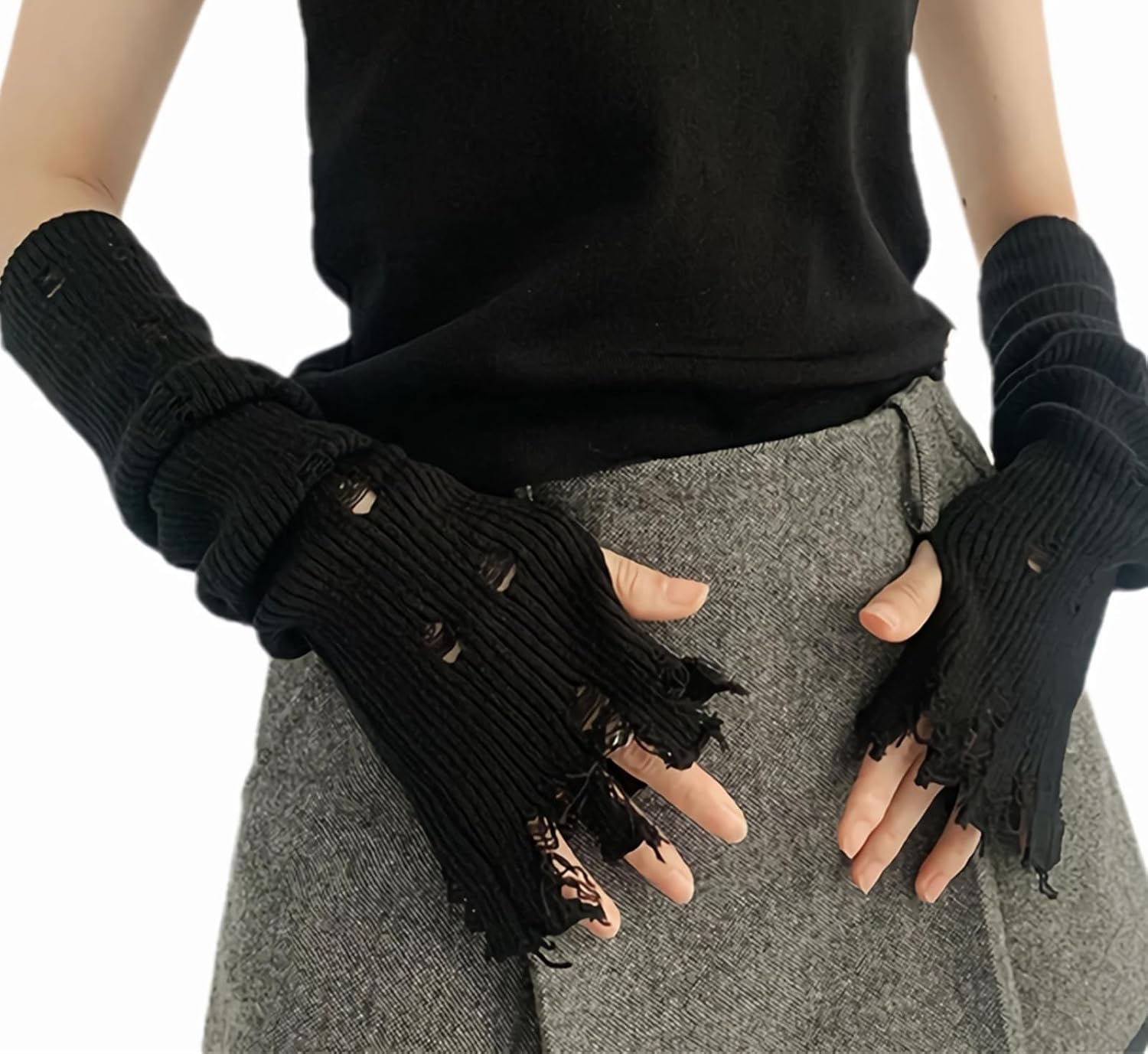 URAWESO Goth Arm Warmers Emo Punk Y2K Arm Sleeves Fingerless Gloves Cosplay Costume