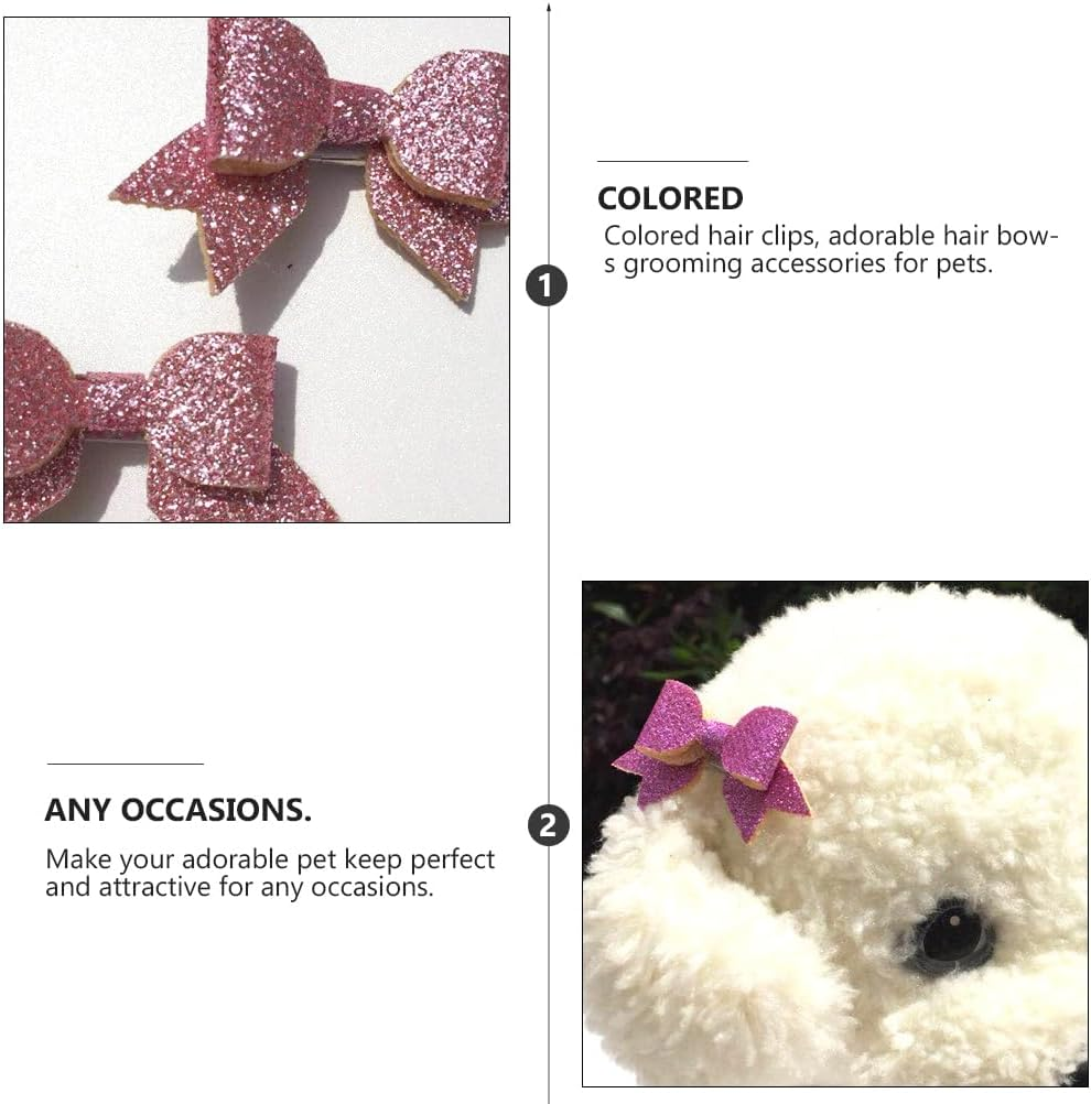 Alasum Girl Hair Bows 10Pcs Pet Hair Clip, Dog Bows with Clips, Cat Bow Clips Glitter Pet Hair Clips Pet Supplies Dog Lovely Hair Bows Hair Accessories Girl Hair Clips image number 3