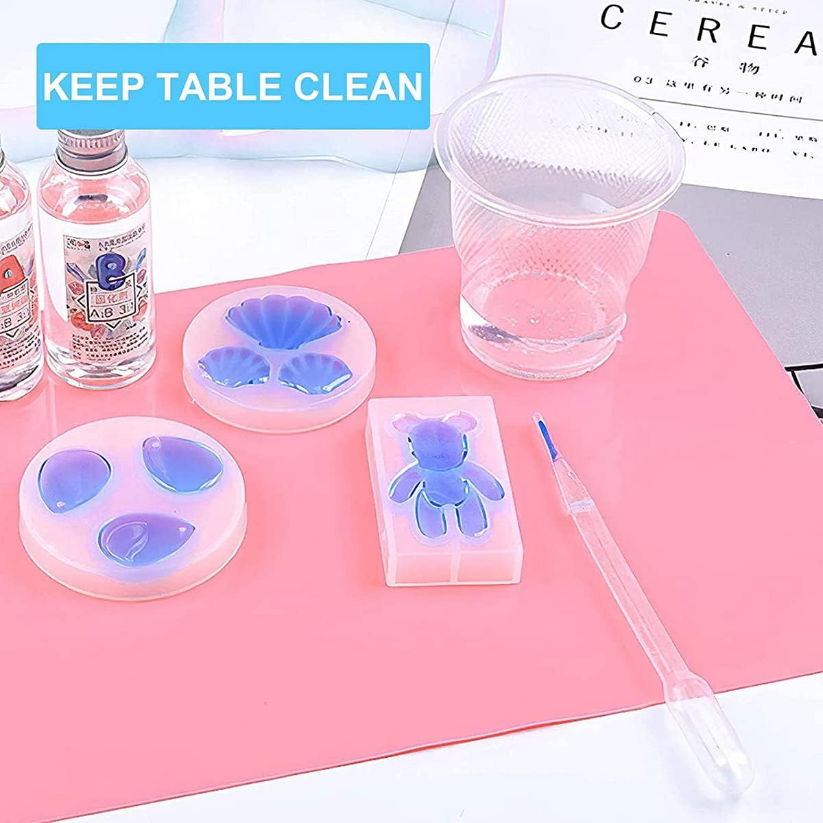 A3 Extra Large Silicone Sheet for Crafts Jewelry Casting Molds Mat, Premium Silicone Placemat, Multipurpose Mat, Nonstick Nonskid Heat-Resistant(15.7 X 11.7 Inches) (Pink) image number 1