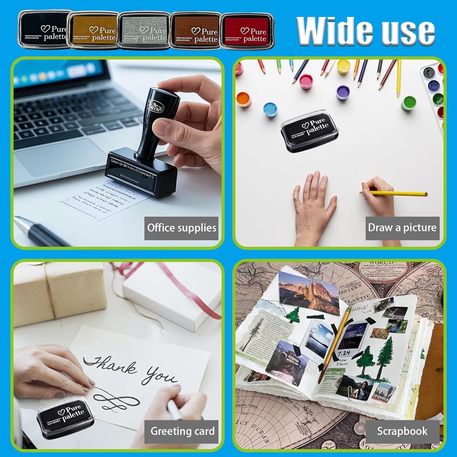 Sgphrzlt Vintage Ink Pads for Rubber Stamps, Washable Fabric Stamp Pad, Permanent Craft Finger Print Thumbprint Ink Pads with High-Density Sponge for Paper Scrapbook Art Poster, Red