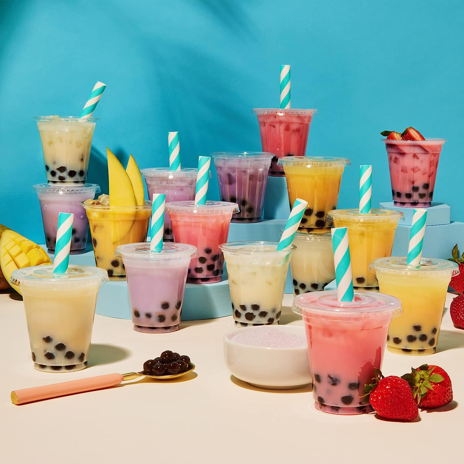 Thoughtfully Gourmet, Mini Boba Party Set, Makes 16 Tasting Portions of Bubble Tea, Includes 4 Flavors, Boba Pearls, Cups, Lids, and Straws image number 4