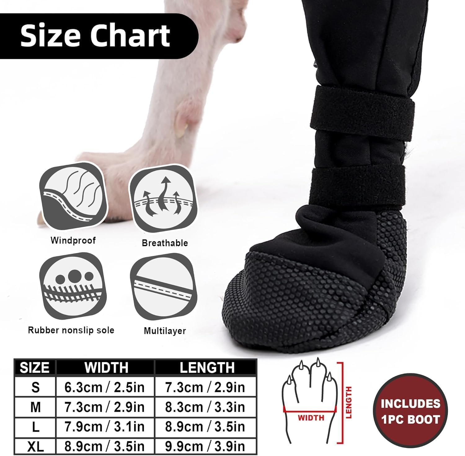 Dog Paw Wound Recovery Boot, Waterproof Bootie for Injured Paw, Anti-Slip Dog Shoe with Strap, Breathable Protector for Outdoor Walking & Keep Dogs from Licking Wounds (Black, S) image number 3