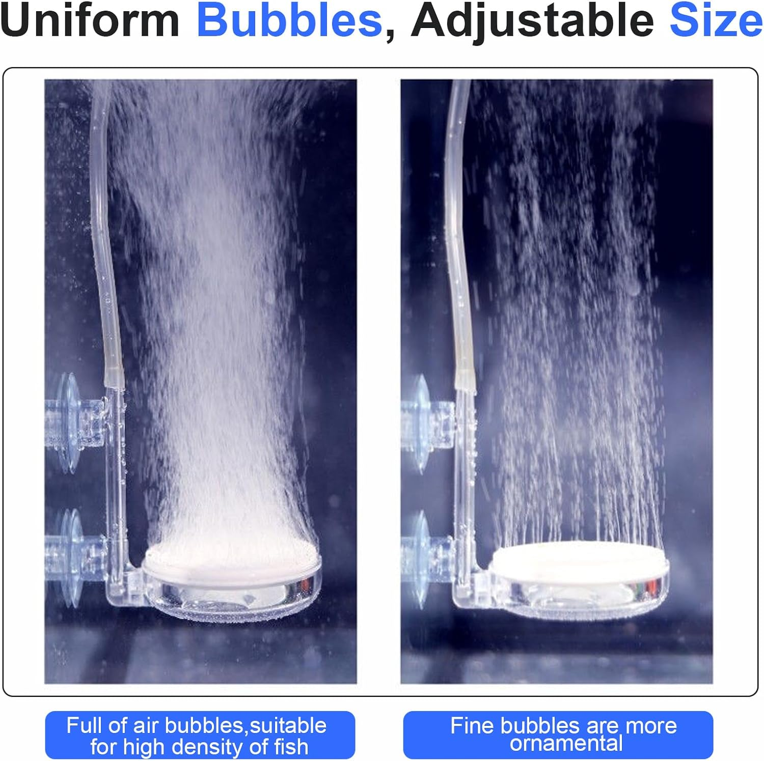 Aquarium Air Stone, Fish Tank Nano Bubble Stone with Control Valve 1.5M Air Hose Quiet Super-High Dissolved Oxygen Diffuser Makes Super Tiny Bubbles for Fish Tank and Hydroponic(5Cm)