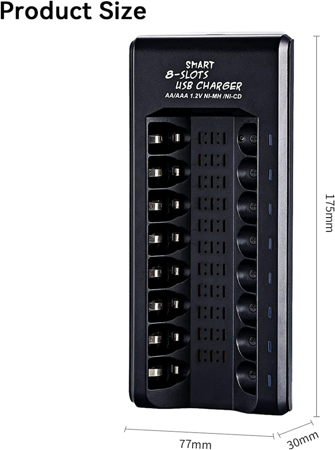 8 Bay AA AAA Battery Charger Individual Fast Charger with Charging Function for Ni-Mh Ni-Cd AA AAA Universal Battery Charger with LCD, Micro USB Input for AA and AAA Rechargeable Batteries image number 3