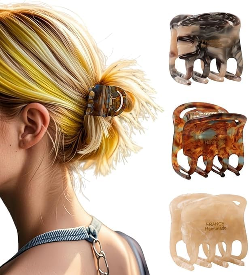 Jiaozoum Hair Claw Clips, 3Pcs Handmade Durable Non-Slip Clips for Women and Girls with Medium Thick and Thin Hair, Stylish Lightweight Barrettes (Gray,Brown,Black) image number 3