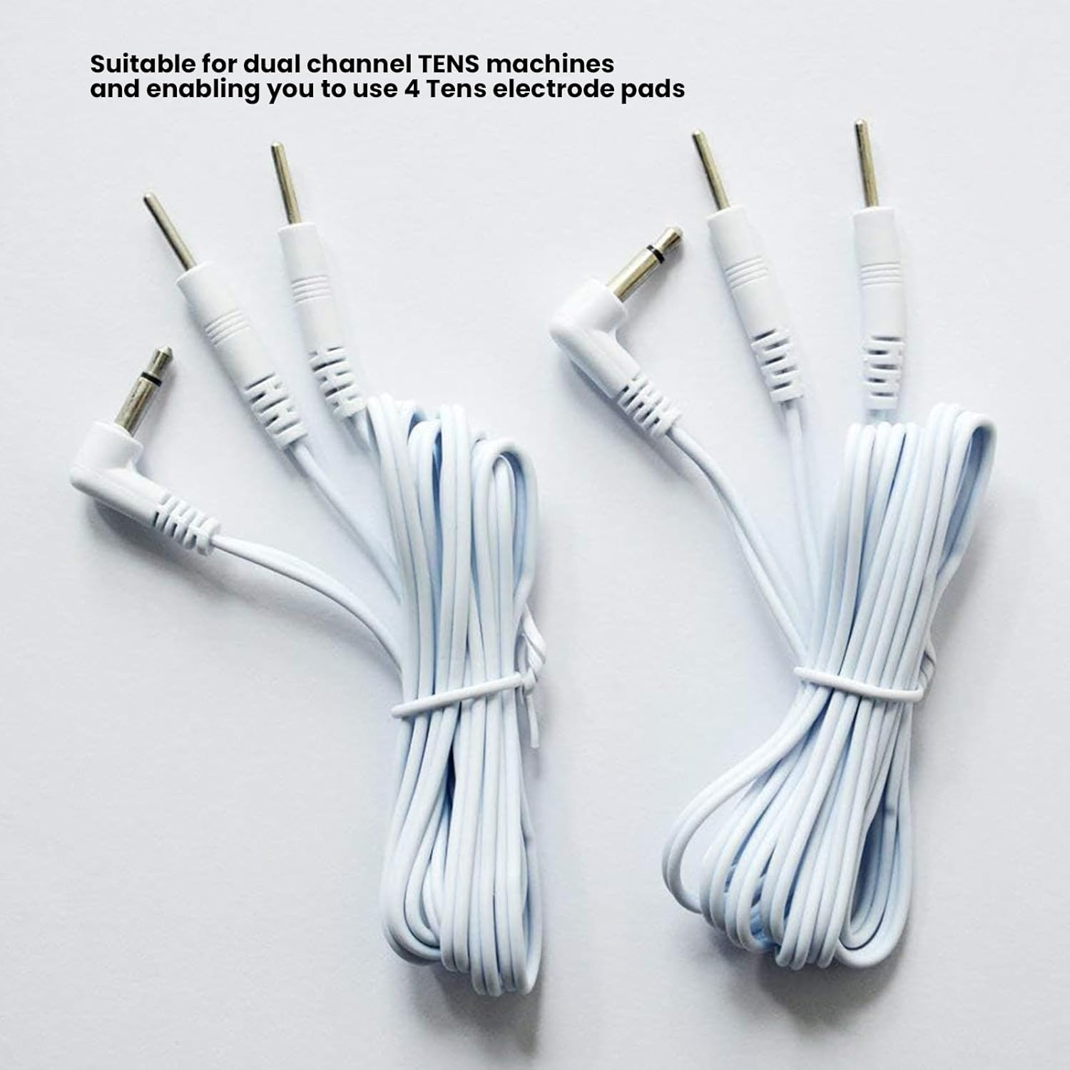 1 Pair 120CM Tens Electrode Lead Wires Jack 3.5Mm Plug - Electrode Lead Wires with 2.0Mm Pin Connection for Tens Machine Pads Tens Machine White (Secure Connection) image number 4