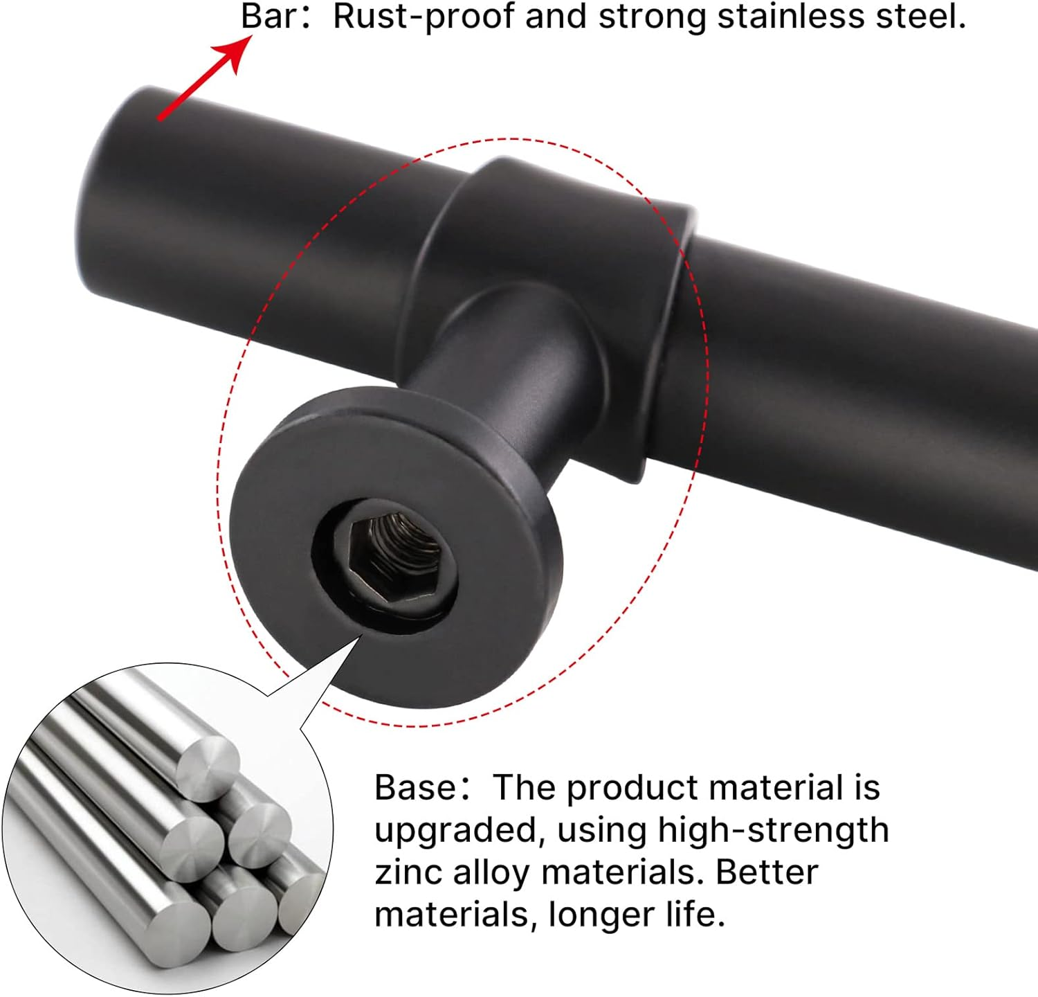 LONTAN 10 Black Cupboard 160Mm T-Shaped Black Drawer Handles Dresser Cabinet Pulls Vintage Wardrobe Bedroom Cupboard Door Pulls image number 4