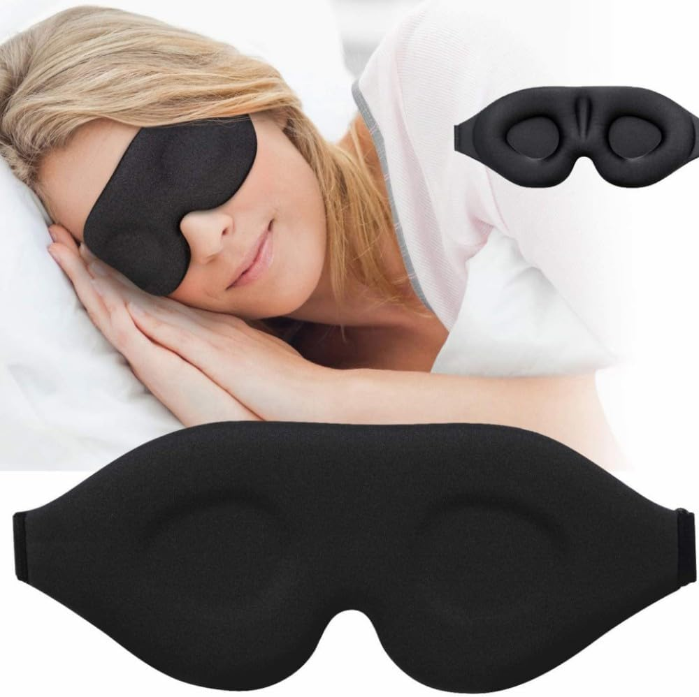 Jindizi Sleep Eye Mask for Men Women, 3D Contoured Cup Sleeping Mask, Concave Molded Night Sleep Mask, Blindfold Soft Memory Foam Molded Eye Shade Cove for Travel Yoga Nap, Black