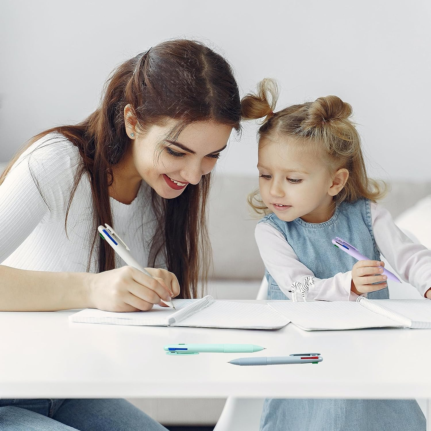 12 PCS Multicolor Ballpoint Pen Set, 4 Colour Retractable Ball Pens, 4 In-1 Pen Multi Colored, Colored Pens Medium Point for Nurse Planner Students Gifts, Pastel Gel Ink Pens Smooth Writing image number 5