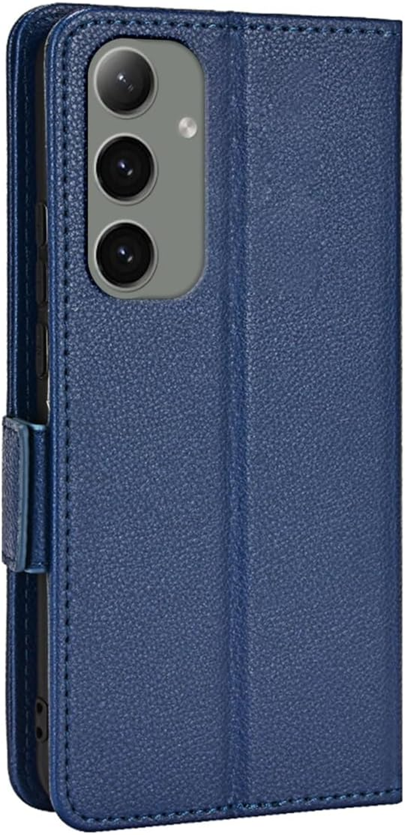 Topme Leather Case for Samsung Galaxy S25+ / Samsung Galaxy S25 plus (6.7 Inches), [Simple Phone Case with Lychee Pattern] - Dark Blue image number 5