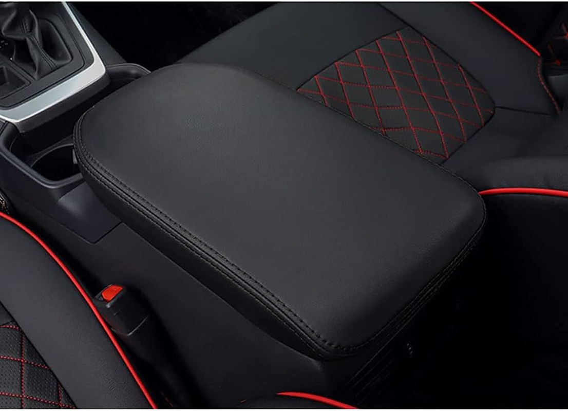 INTGET Center Console Armrest Cover for Toyota RAV4 Accessories 2023 2022 2021 2020 2019 Leather Middle Console Lid Cover Pad Protector Elbow Arm Rest Covering Car for RAV-4 2021 Armrest Cover(Black) image number 6