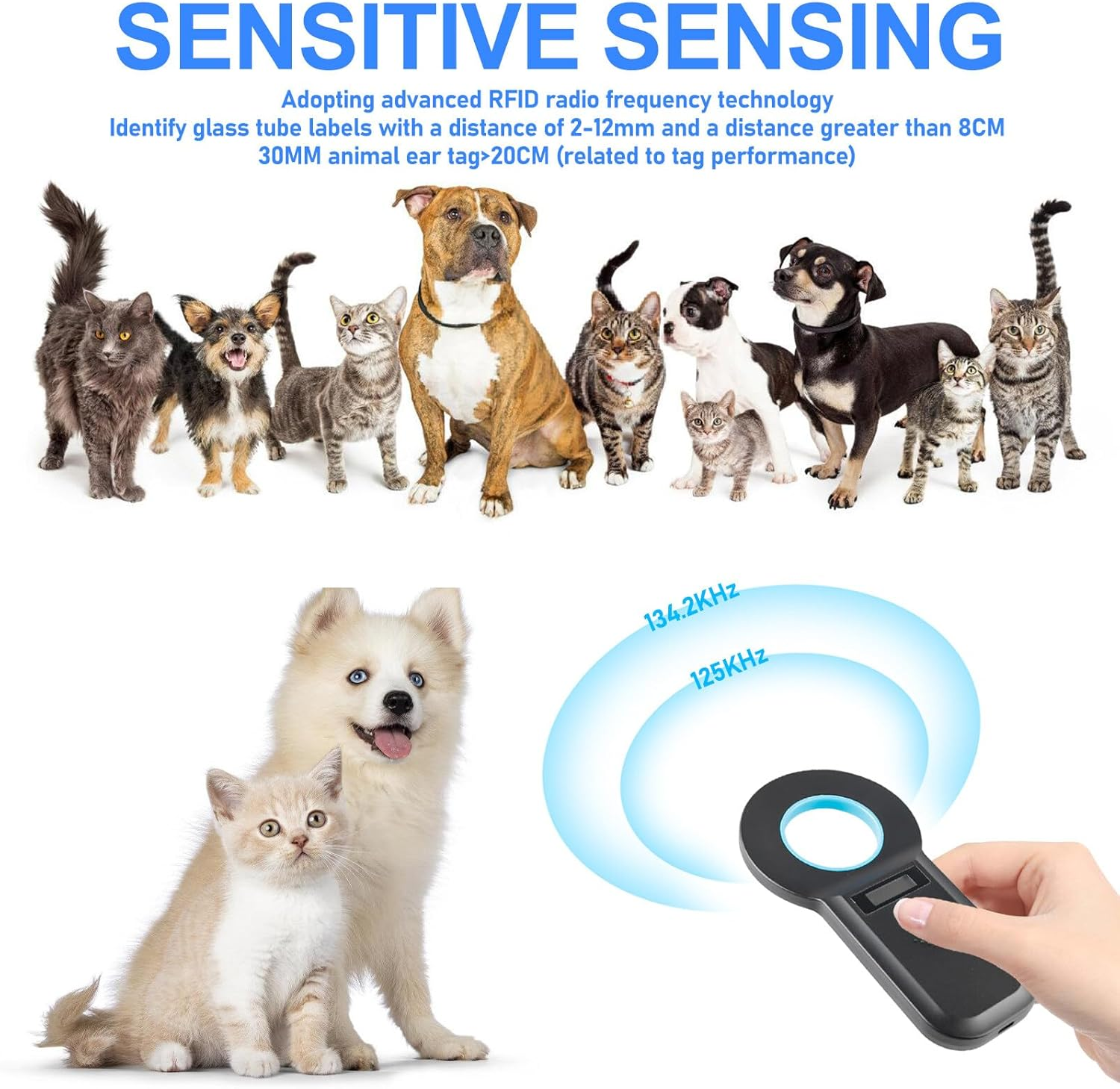 Pet ID Reader, Animal Chip Reader, Microchip Reader for Dogs/Cats, Pet Microchip Scanner, Dog Microchip Scanner, Pet ID Pet Scanner, Pet Chip Reader for Animal Tracking, Black image number 1