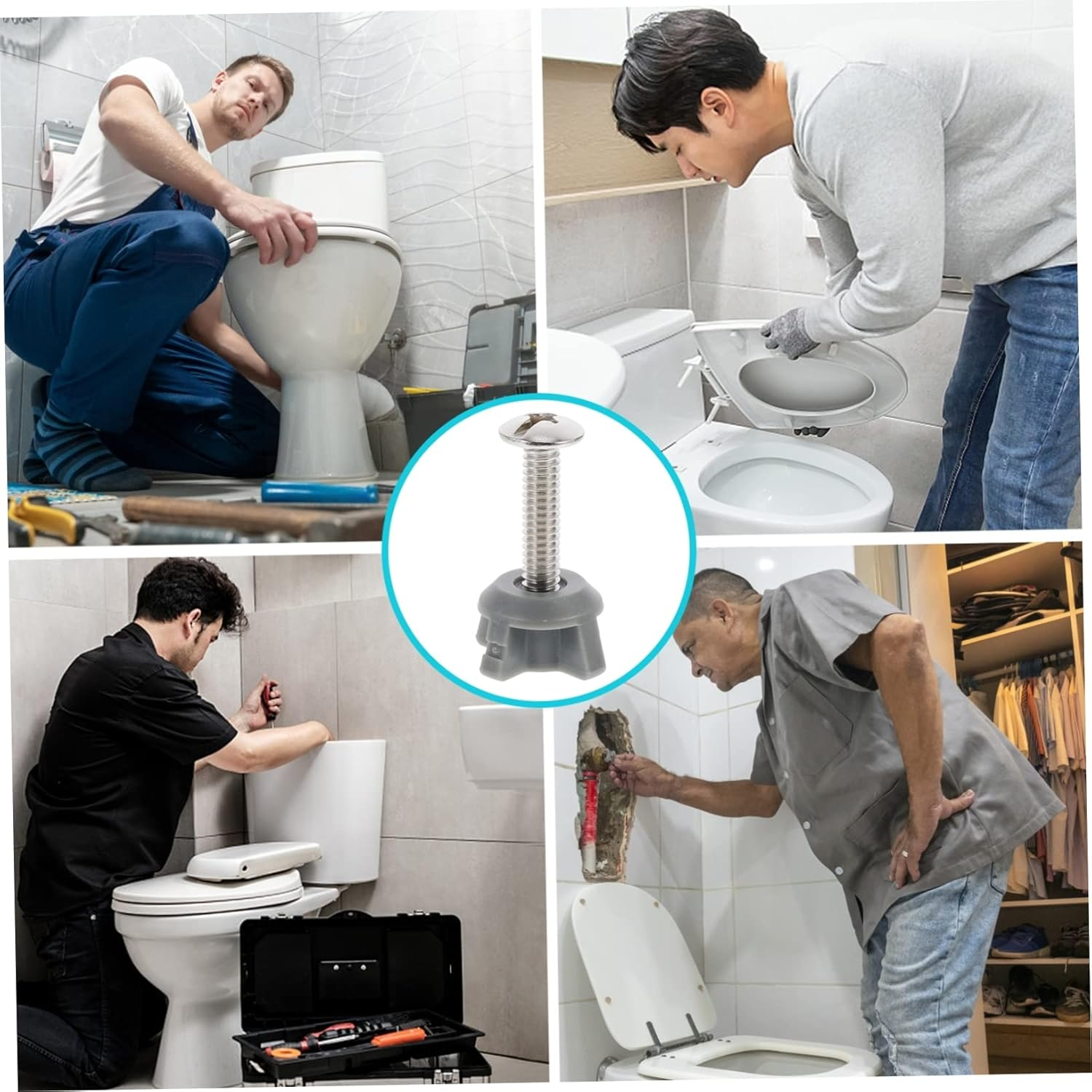 TEHAUX 2Pcs Toilet Seat Screws Expansion Bolts for Secure Toilet Cover Installation Fasteners for Easy Setup and Use image number 2