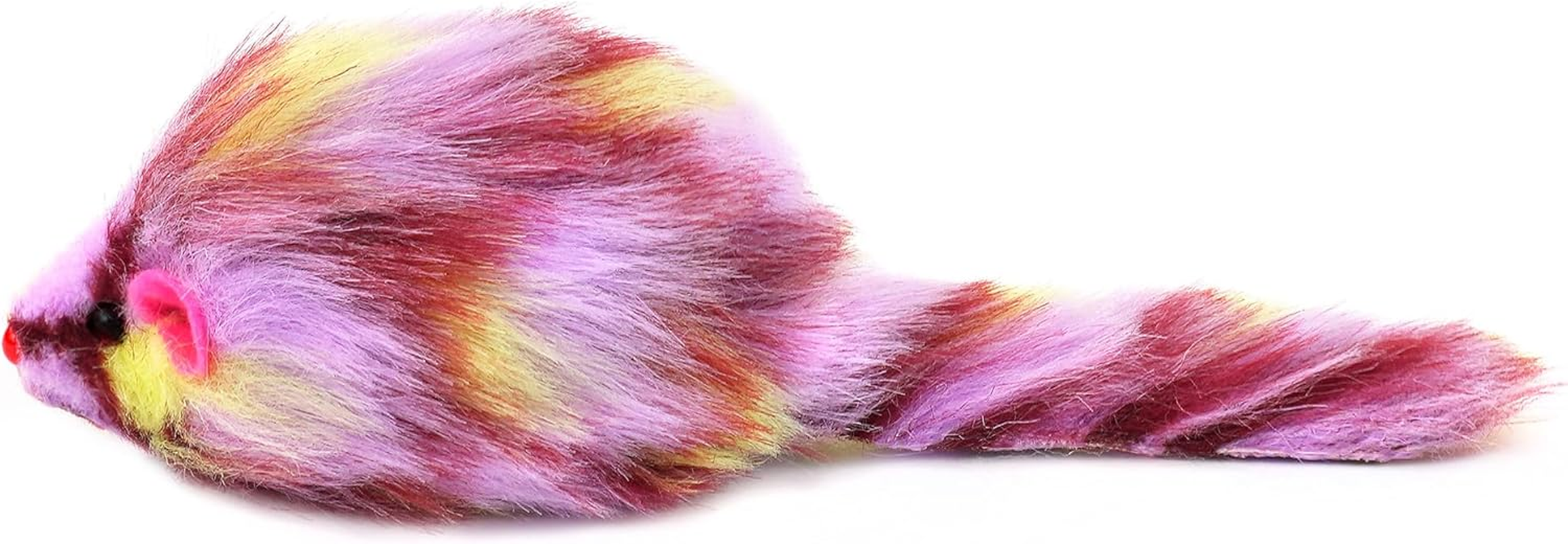 CHIWAVA 6PCS 3.1" Long Haired Furry Mice with Rattle Gradient Color Small Cat Toy Mouse Kitten Interactive Toy image number 3