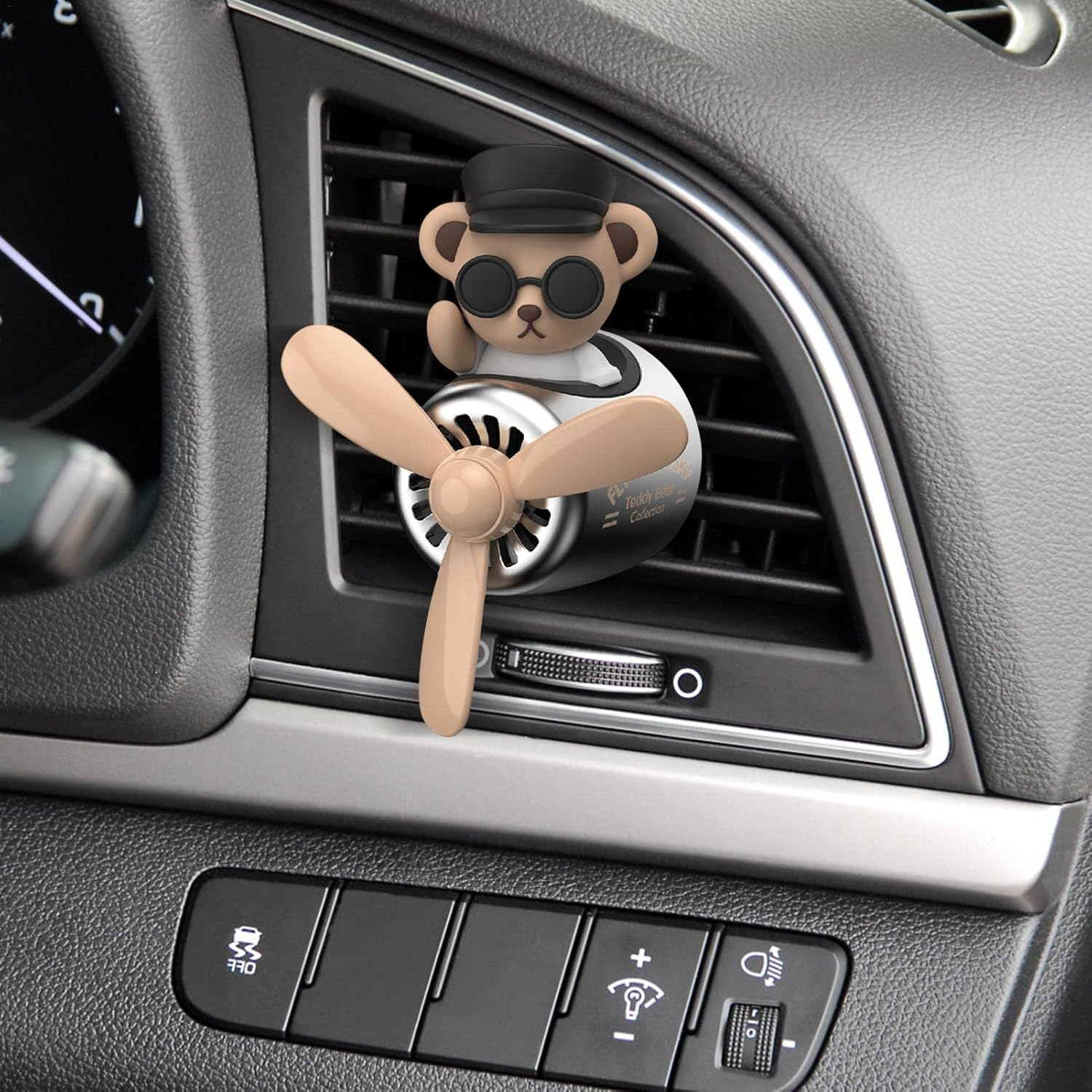 2 Pack Car Air Freshener, Cute Bear Pilot Car Diffuser, Rotating Propeller Air Outlet Vent Fresheners Aromatherapy Ornament, Automotive Air Fresheners Car Accessories - 2 Green Huskies image number 5