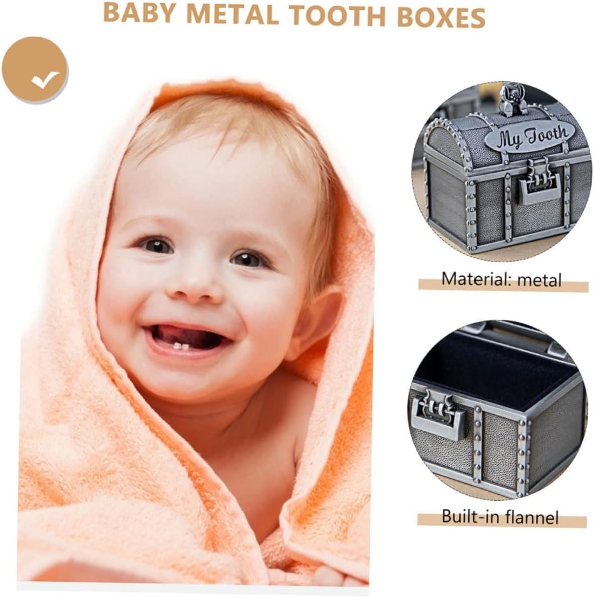 2Pcs Baby Teeth Storage Boxes and Baby Curl Tooth Keepsake Holder for Newborn Memory Preservation Metal Suitable for Infant Storage image number 6