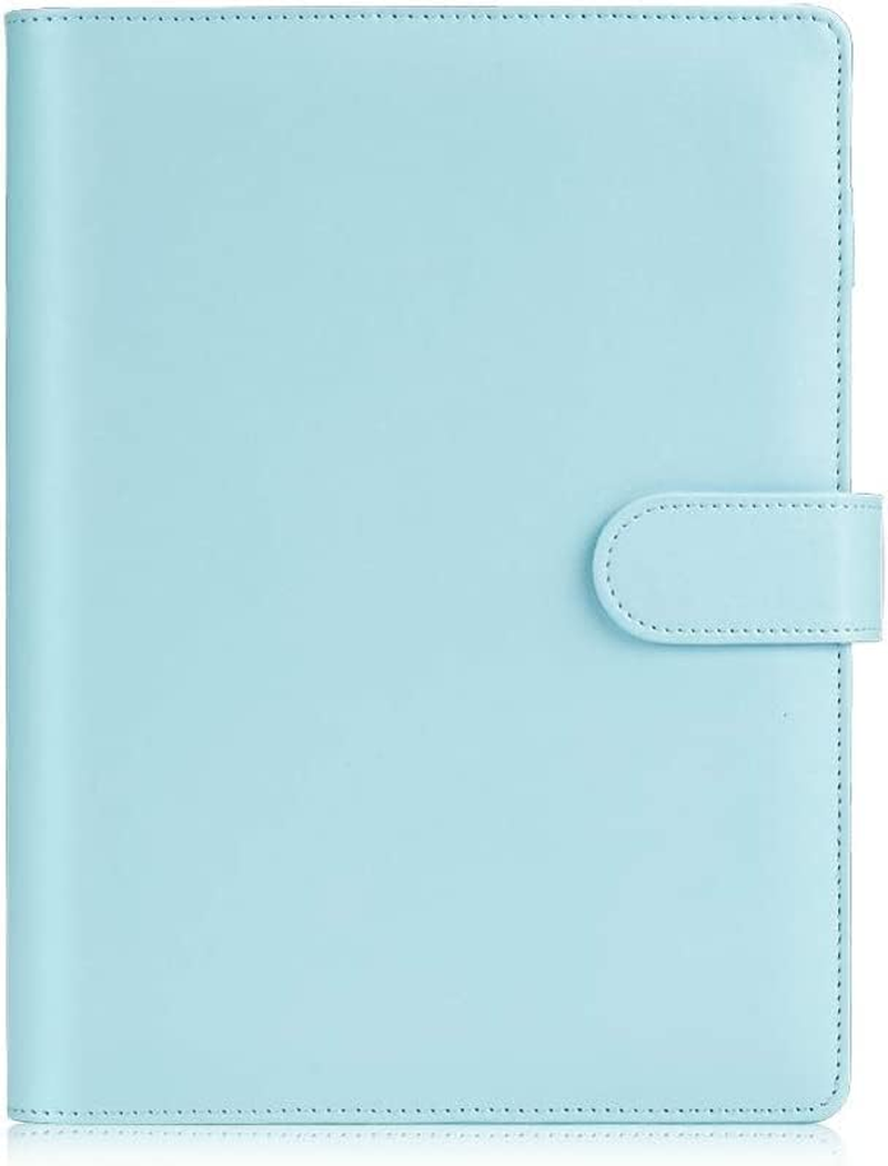 Acemedia A5 PU Leather Binder - 6-Ring Notebook Binder Cover with Magnetic Buckle Closure, Purple