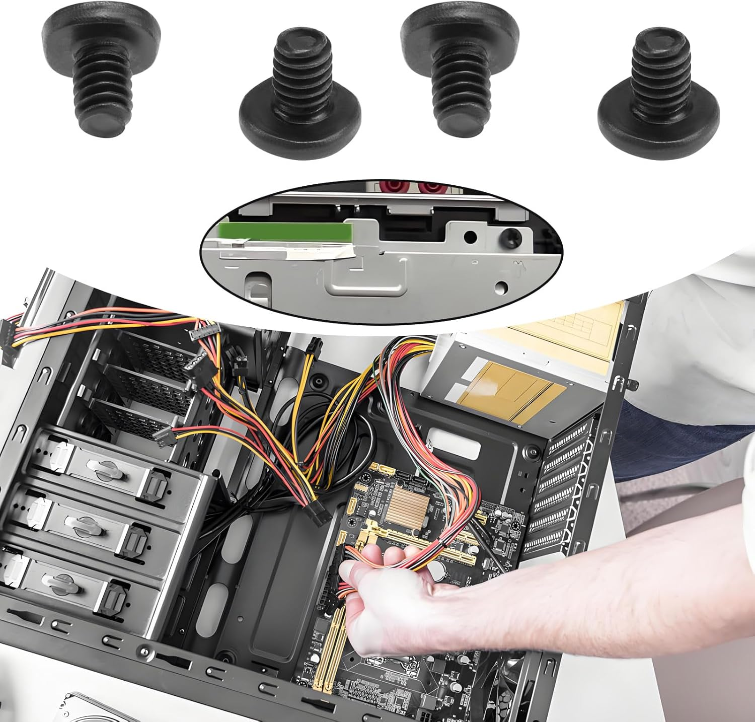 OTOTEC 200PCS M2 X 3Mm Replacement Phillips Flat Head Screw 4Mm Dia Screw Head Flat Head Screw for Laptop PC TV Fan Heatsink Switch, Black image number 5