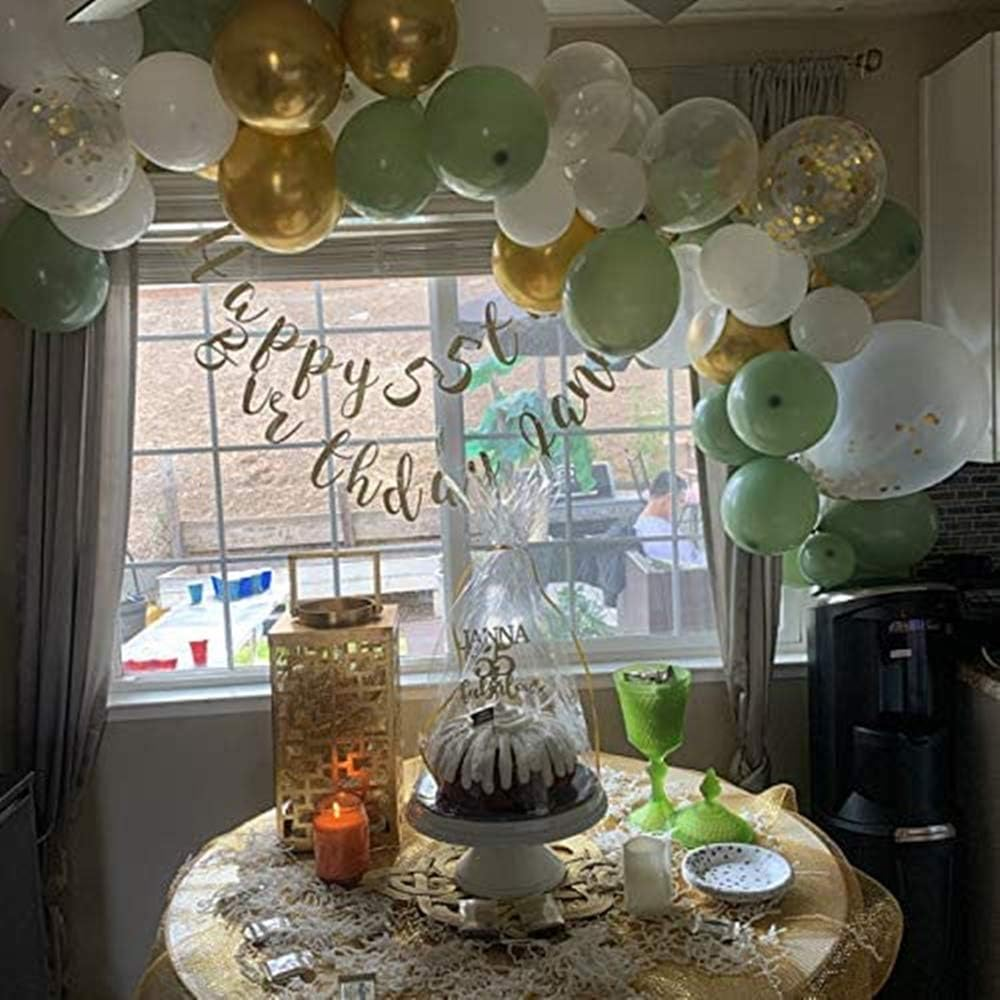 LDFWAYAU Olive Green Balloon Garland Arch Kit DIY Party Decorations White Gold Confetti Sage Green and Gold Meatllic Chorme Latex Balloons Set for Baby Shower Wedding Party (Green1) - Green1 image number 3