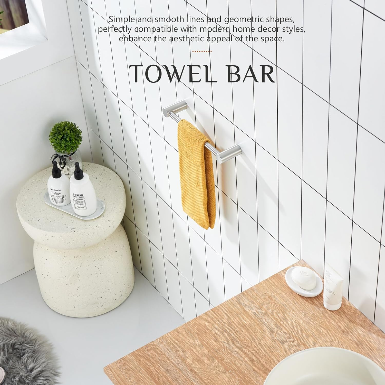 KOKOSIRI Bathroom Towel Bar Brushed Nickel 12-Inch Hand Towel Holder Rack Wall Mounted Bathroom Hardware Accessories Stainless Steel, B4007BR-L12 image number 3