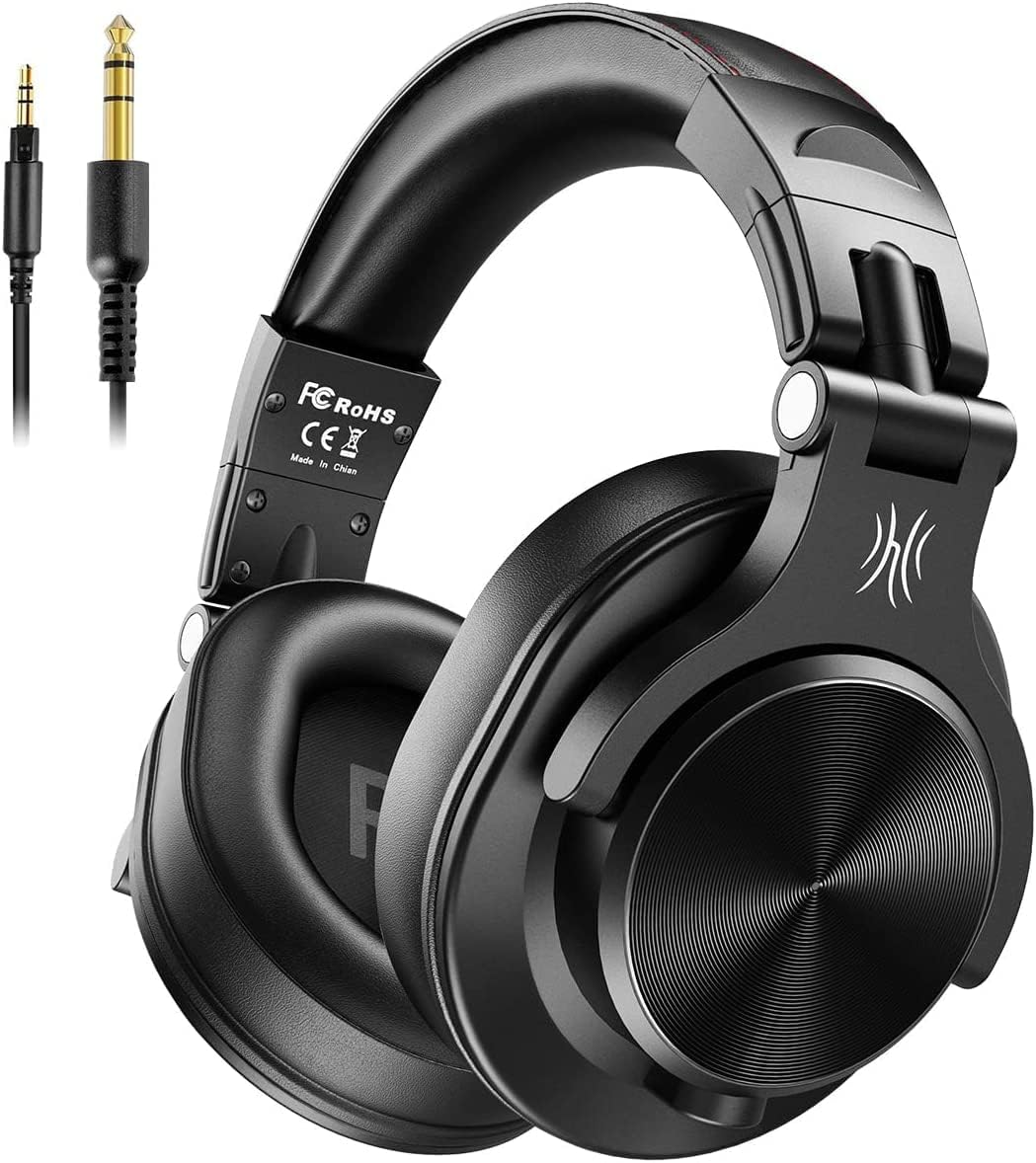 Oneodio A71 Hi-Res Studio Recording Headphones - Wired over Ear Headphones with Shareport, Monitoring Mixing Foldable Headset with Stereo Sound, 3.5/6.35MM Jack for PC Computer DJ Guitar-Black image number 1