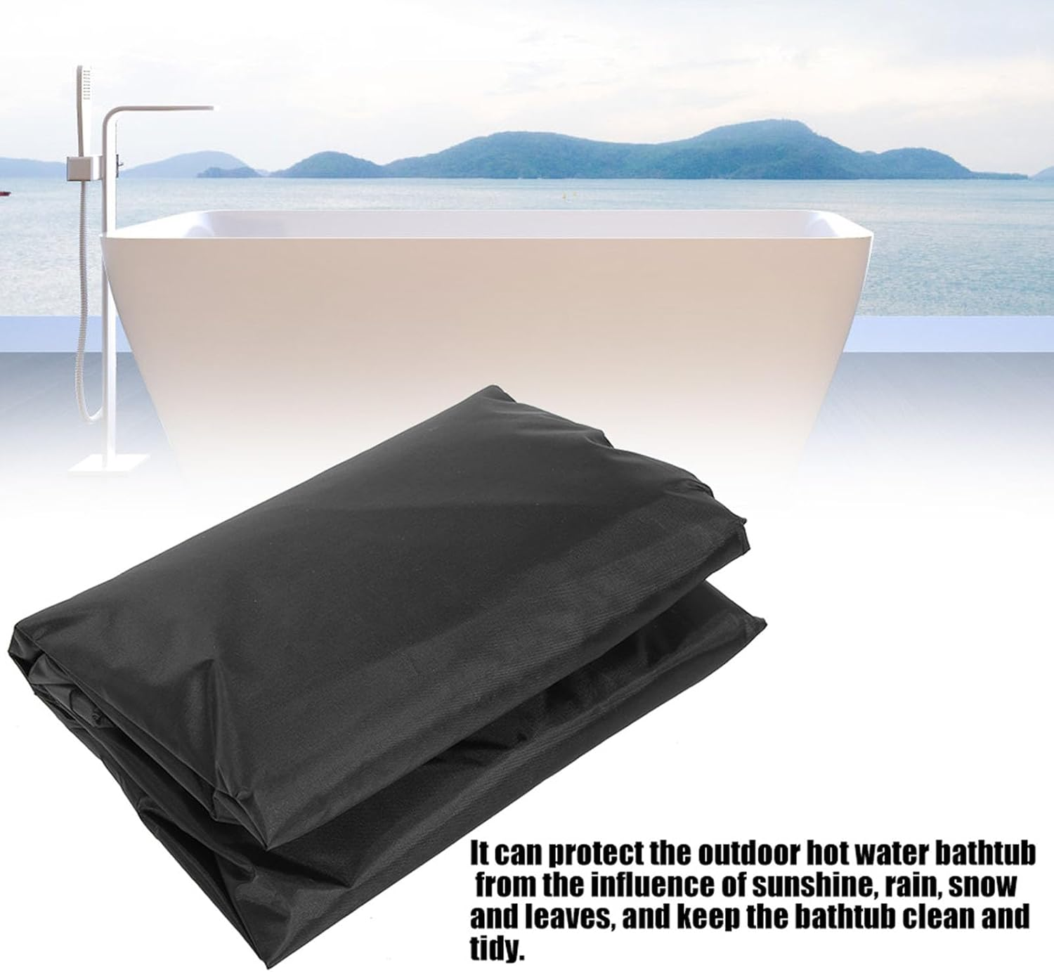 CHICIRIS Square Hot Tub Cover, Hot Spring Protector Cover Cap Tear Resistant Waterproof Dustproof for Bathtub Outdoor Square Rainproof, and Long Service Life, Universal Usage (Black) - Coffee Color image number 4