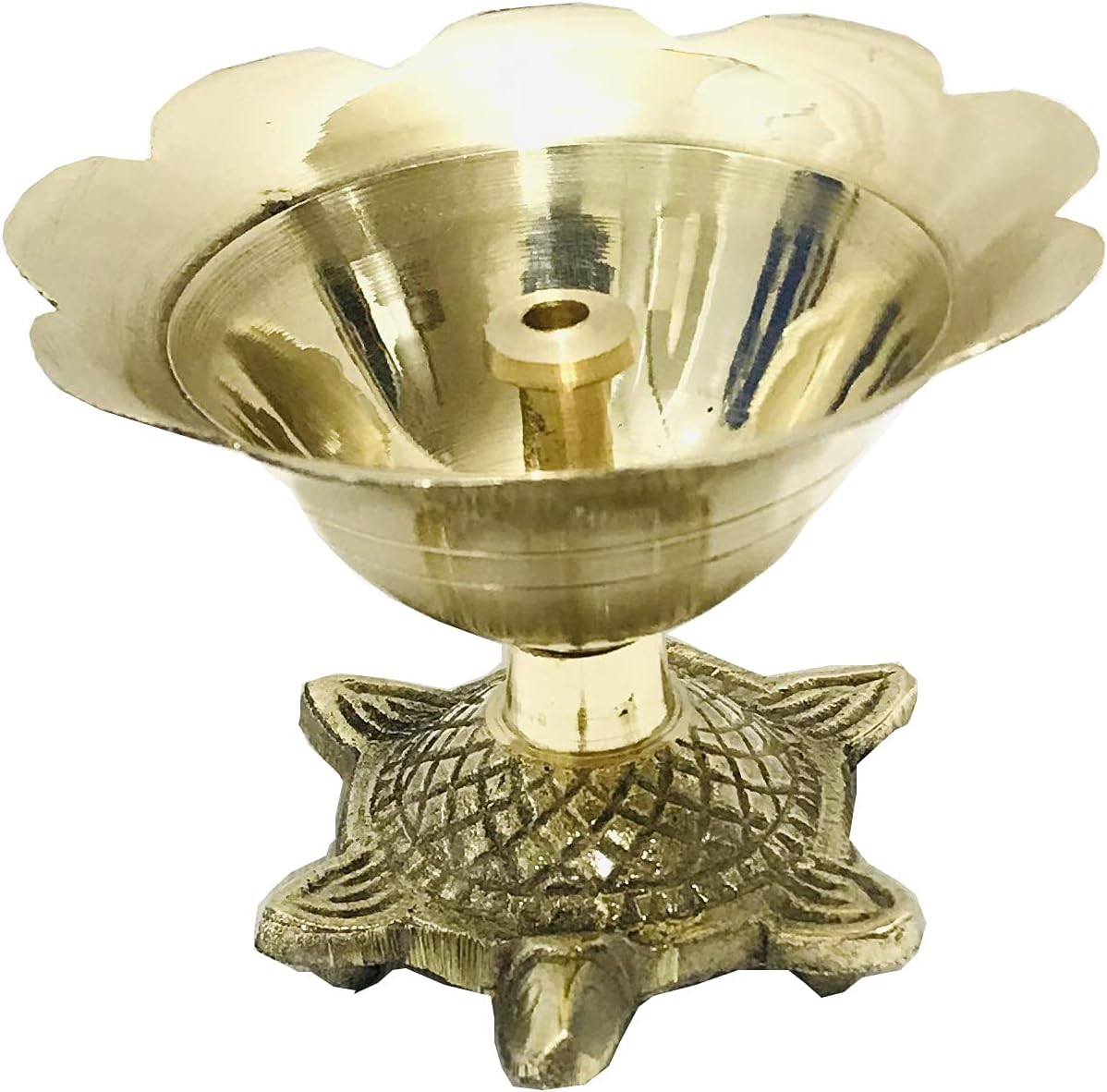 Brass Turtle Jyot Diya with Stand Devdas Golden Diya Jyot Deepak Pooja Dia Brass Diwali Puja Diwali Diya/Deepawali Deepak Oil Lamps/Christmas Decoration Unique Design Gift Items Pack of 1 with Phouch