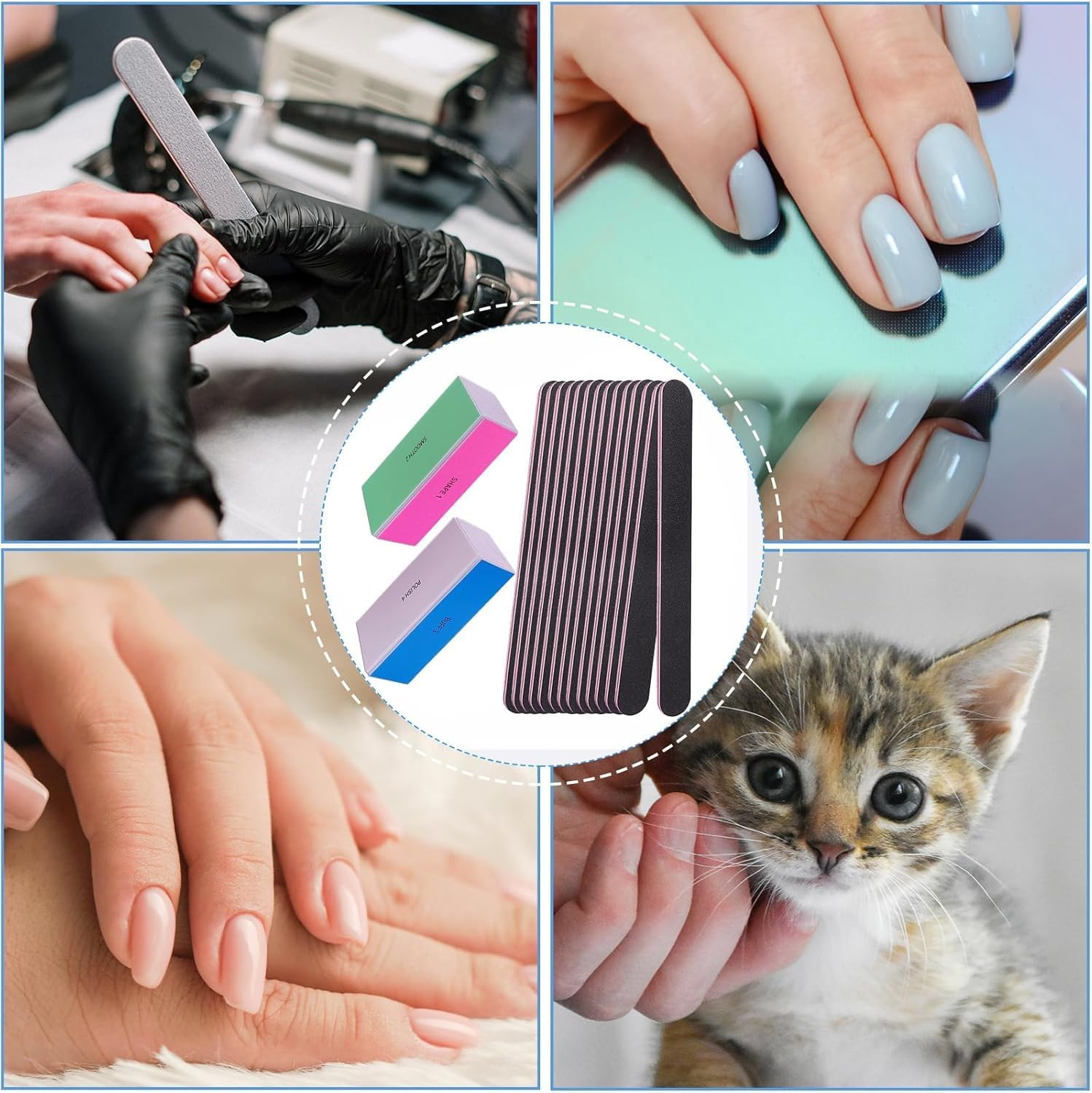 16Pcs Nail File and Buffer Set, 4 Way Nail Buffers Shine Kit Professional Manicure Filer Filing Polishing Buff Nail Care Smoother Buffing 100/180 Grit image number 2
