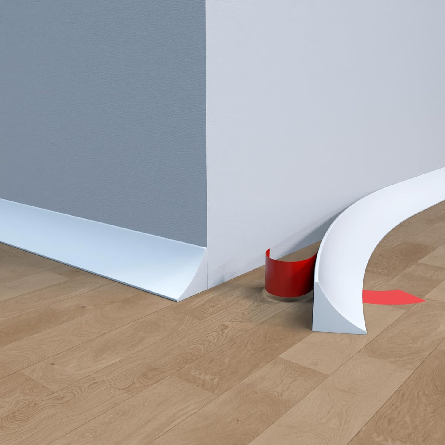 5 Meters PVC Corner Trim, White Plastic Floor Edge Trim, Peel and Stick Wall Moulding, Flexible Skirting Board Molding Trim, Self Adhesive Wall Beading for Wall Corner, Ceiling, Floor, Tile Edge image number 4