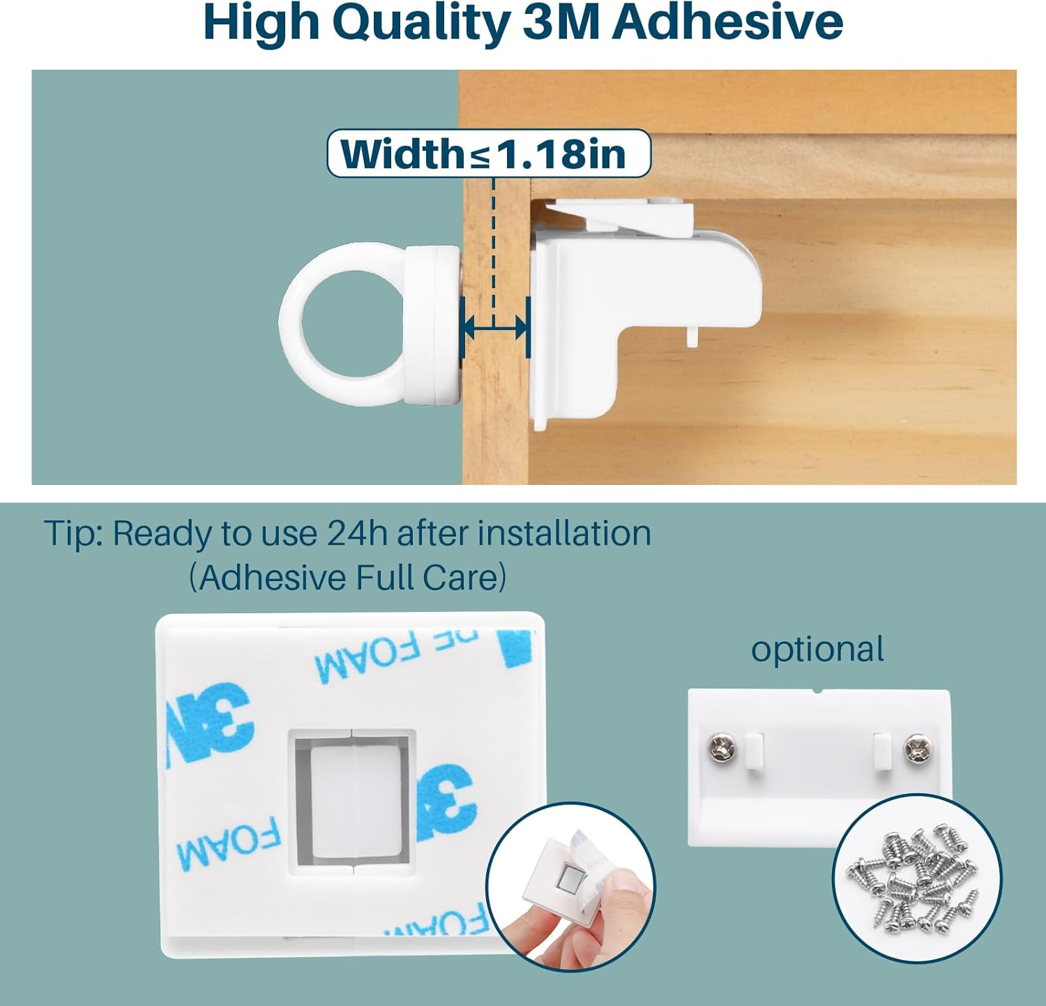 Inaya Magnetic Cabinet Locks Baby Proofing, 12 Locks & 2 Keys, Child Proof Magnet Locks for Cabinet Drawers with Invisible Design, 3M Adhesive for Easy Installation - No Drill & Tools Needed image number 3