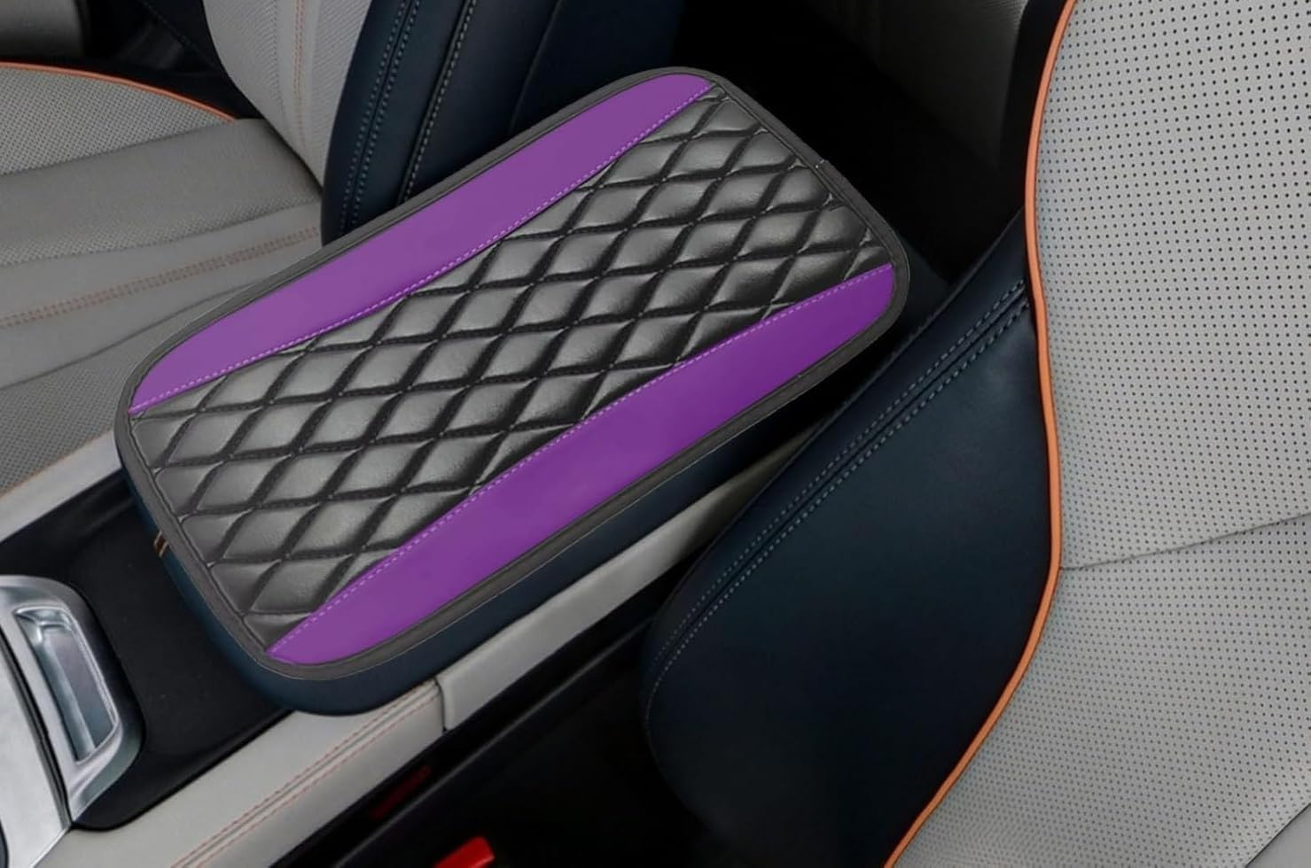 Car Center Console Cover, Universal Leather Waterproof Armrest Seat Box Cover Protector, Comfortable Car Decor Accessories Fit for Most Cars, Vehicles, (Purple, 32 * 19CM) image number 5