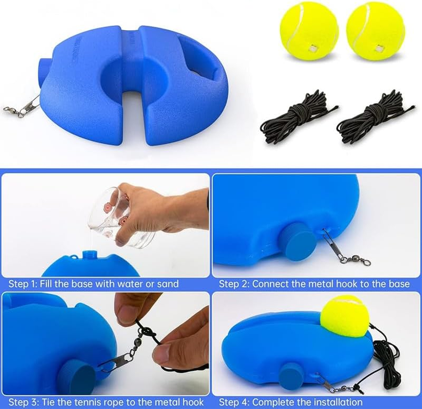 Portable Tennis Rebounder with 3 Long Rope Balls, Elastic with String Solo Trainer Rebound Ball Training Equipment Practice Tennis Equipment, Tennis Tool Training Equipment for Beginners image number 2