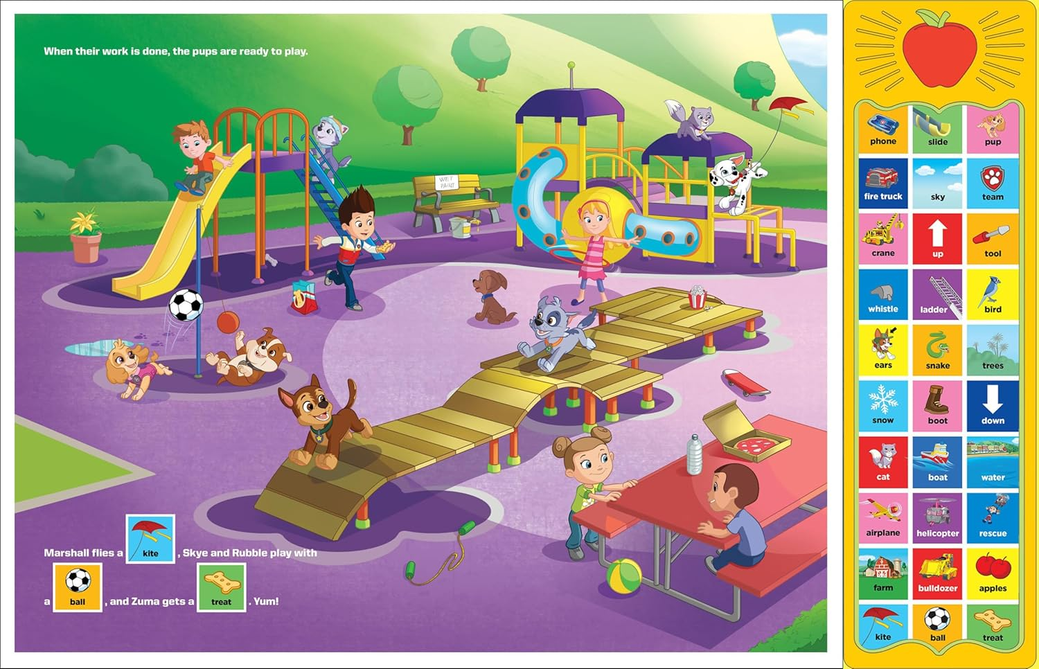 PAW Patrol Chase, Skye, Marshall, and More! First Words 30-Button Sound Book Great for Early Learning PI Kids image number 4