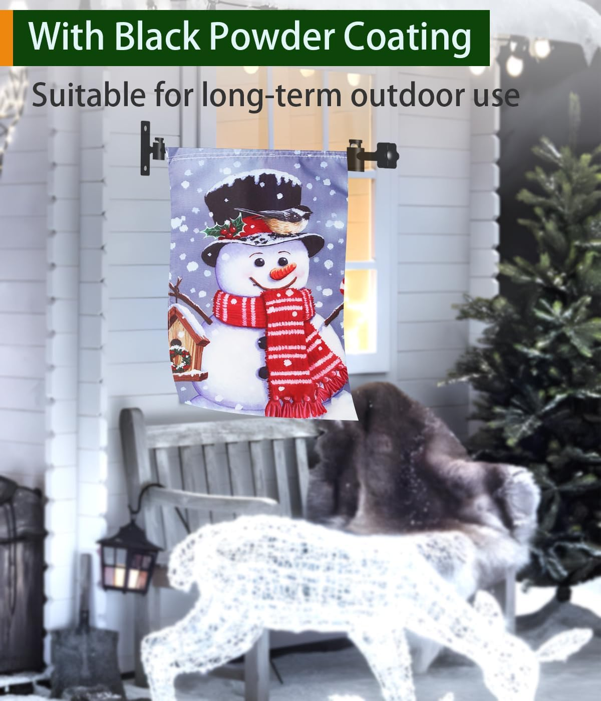 Balie Space Wall Garden Yard Flag Stand Pole for 12 X 18 Sign Decoration, Heavy-Duty Metal Solid Wall Bracket Mounted Mailbox Banner Holder Scroll Hanger for Holiday D&eacute;cor, Black, 2Pack image number 1