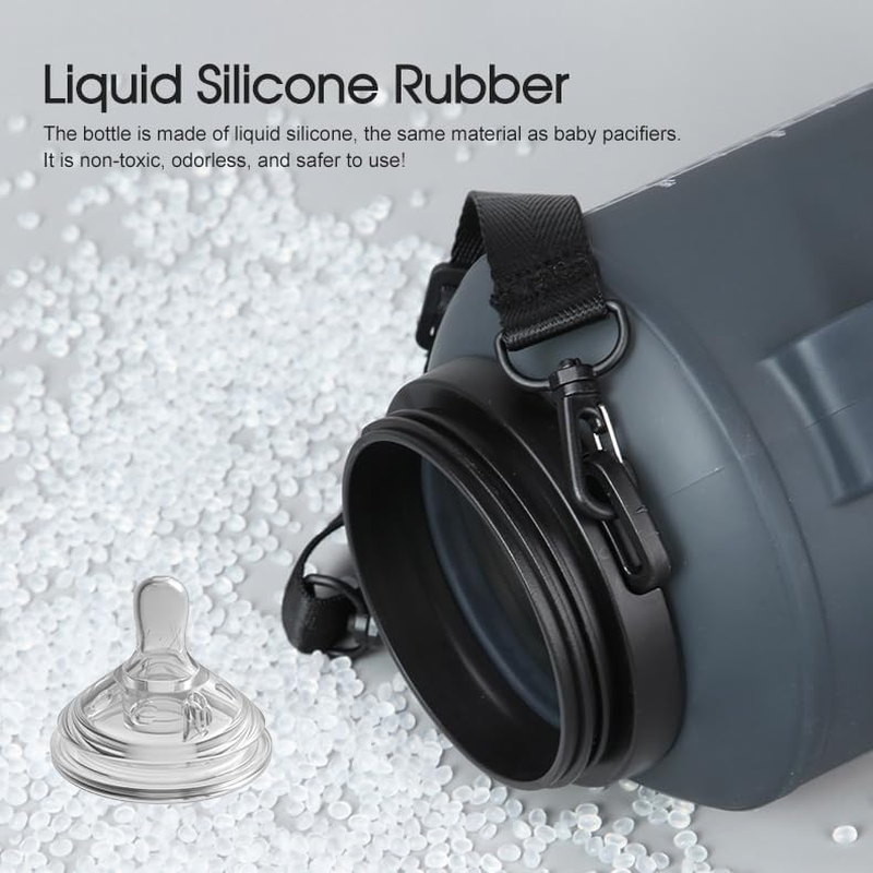 Tootoo 2L Folding Silicone Straw Roll Cup Resistant Outdoor Camping Sports Water Cup (Blue) - Green image number 4