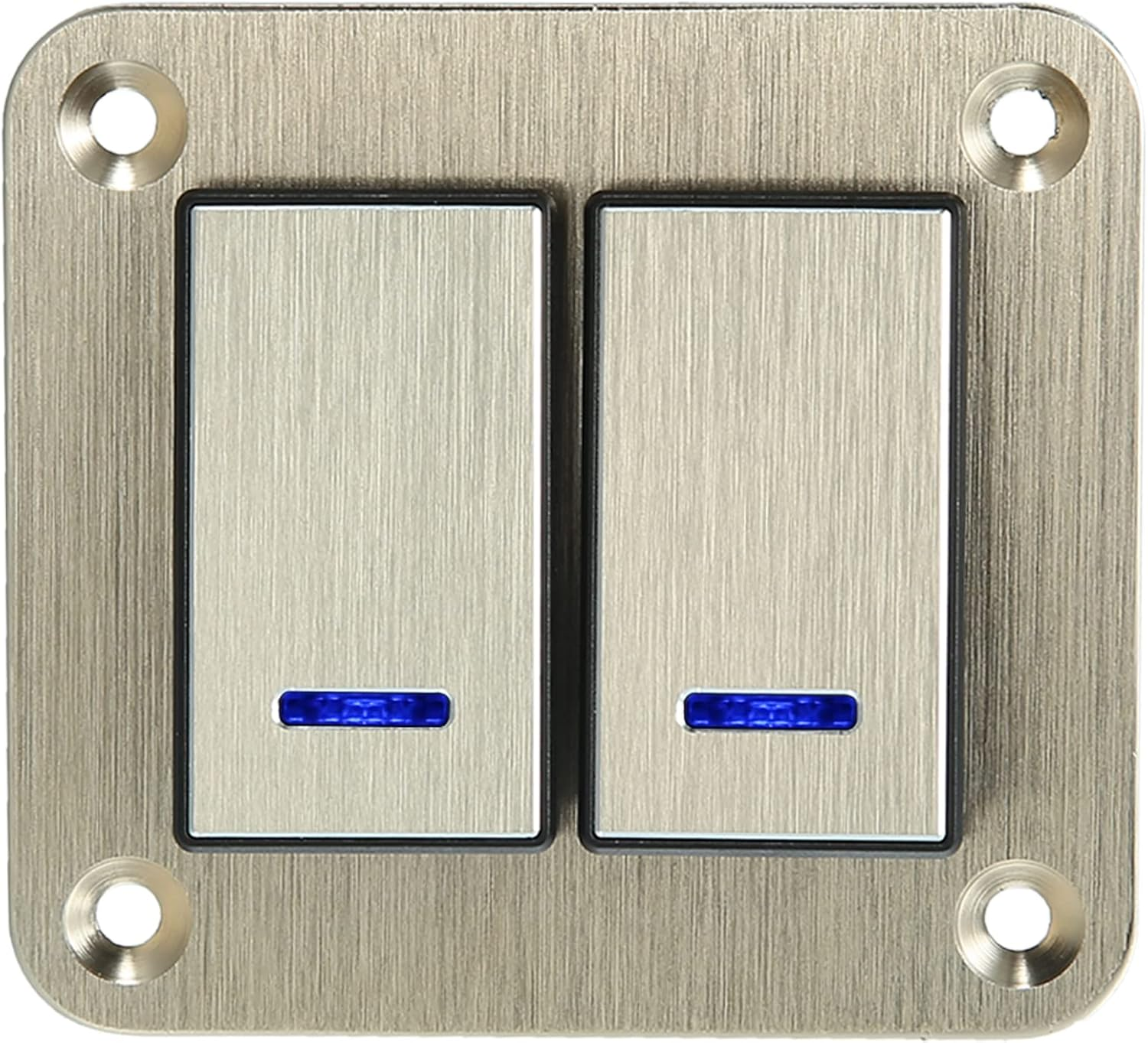 X AUTOHAUX 2 Gang Rocker Switch Panel 3 Pin on off Pre-Wired Toggle Switch Control Waterproof Aluminum Alloy Blue LED Light Push Button for 12V 24V Black