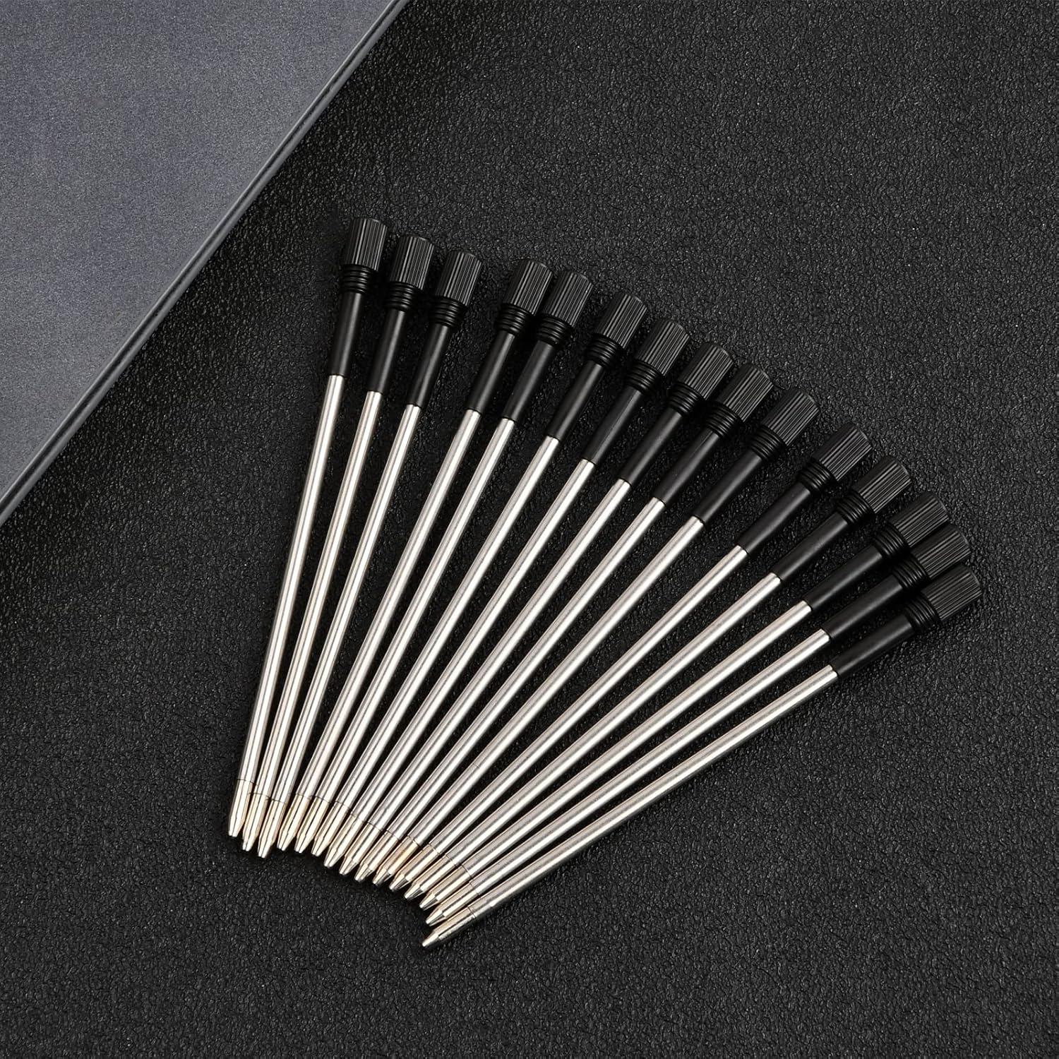 Pack of 20 Ballpoint Pen Refills Black Metal 8 Cm Long Interchangeable 1 Mm Tip Smooth Writing Refills Black Ink for Office School Home image number 5