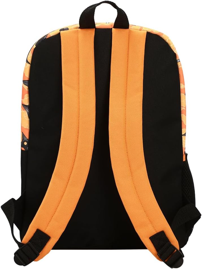 Bioworld Naruto Anime Character Print Orange and Black 5-Piece Backpack Set for Boys, Orange, OSFA, Classic image number 1