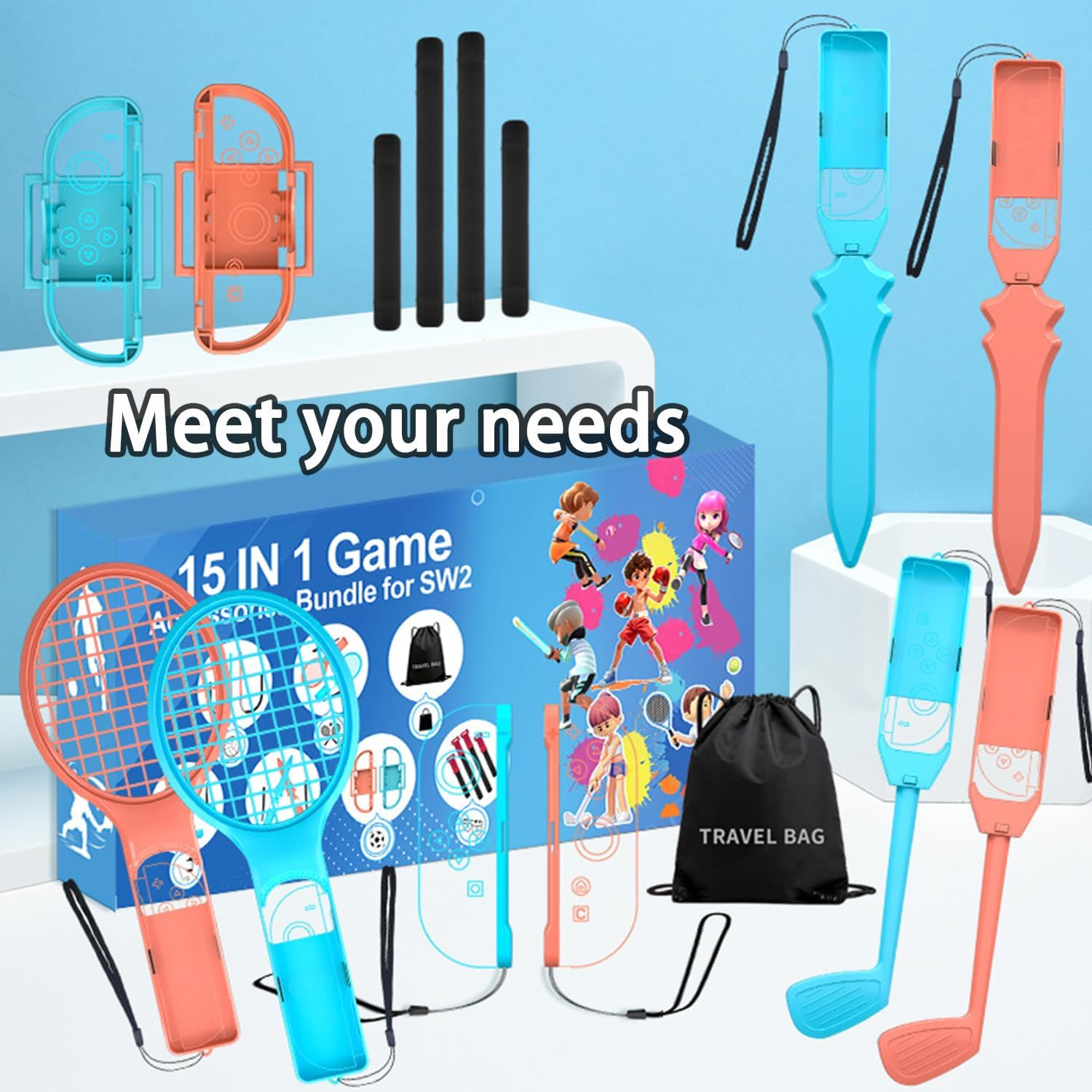 Roczential 15 in 1 Sports Accessories Bundle Compatible with Nintendo Switch image number 2