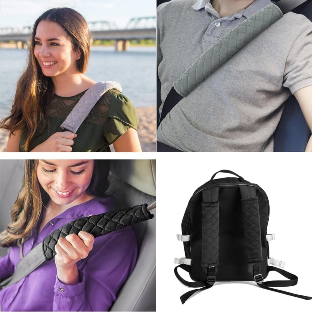 4 Pack Universal Car Seat Belt Pads, Adult Seat Belt Shoulder Strap Covers Harness Pad for Car/Bag,Soft Comfort Helps Protect You Neck Shoulder from the Seat Belt Rubbing 4Pack-Gray image number 1